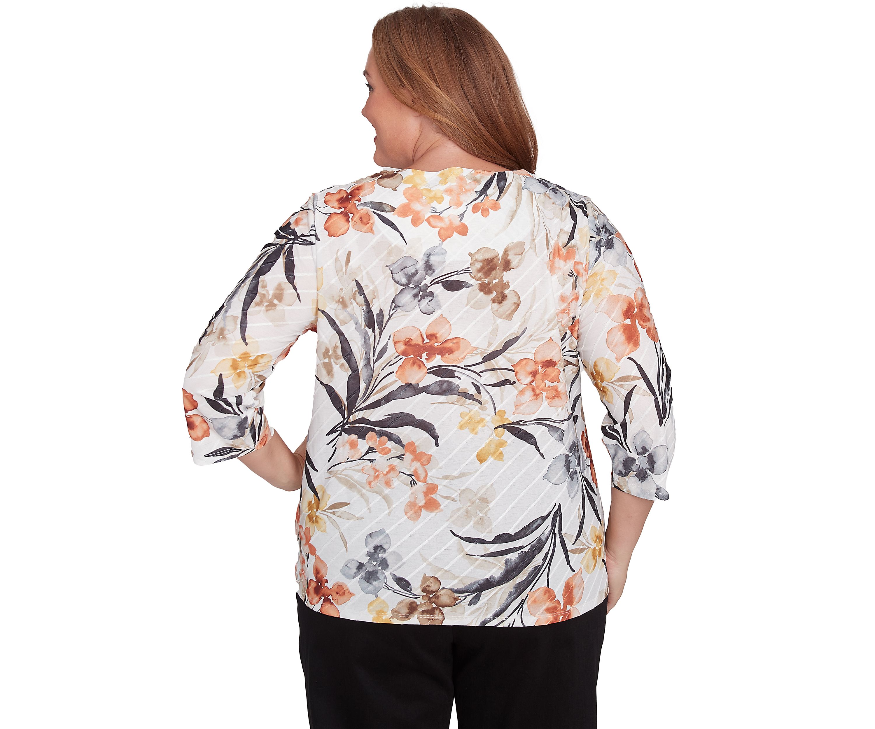 Plus Size Watercolor Floral Printed Top