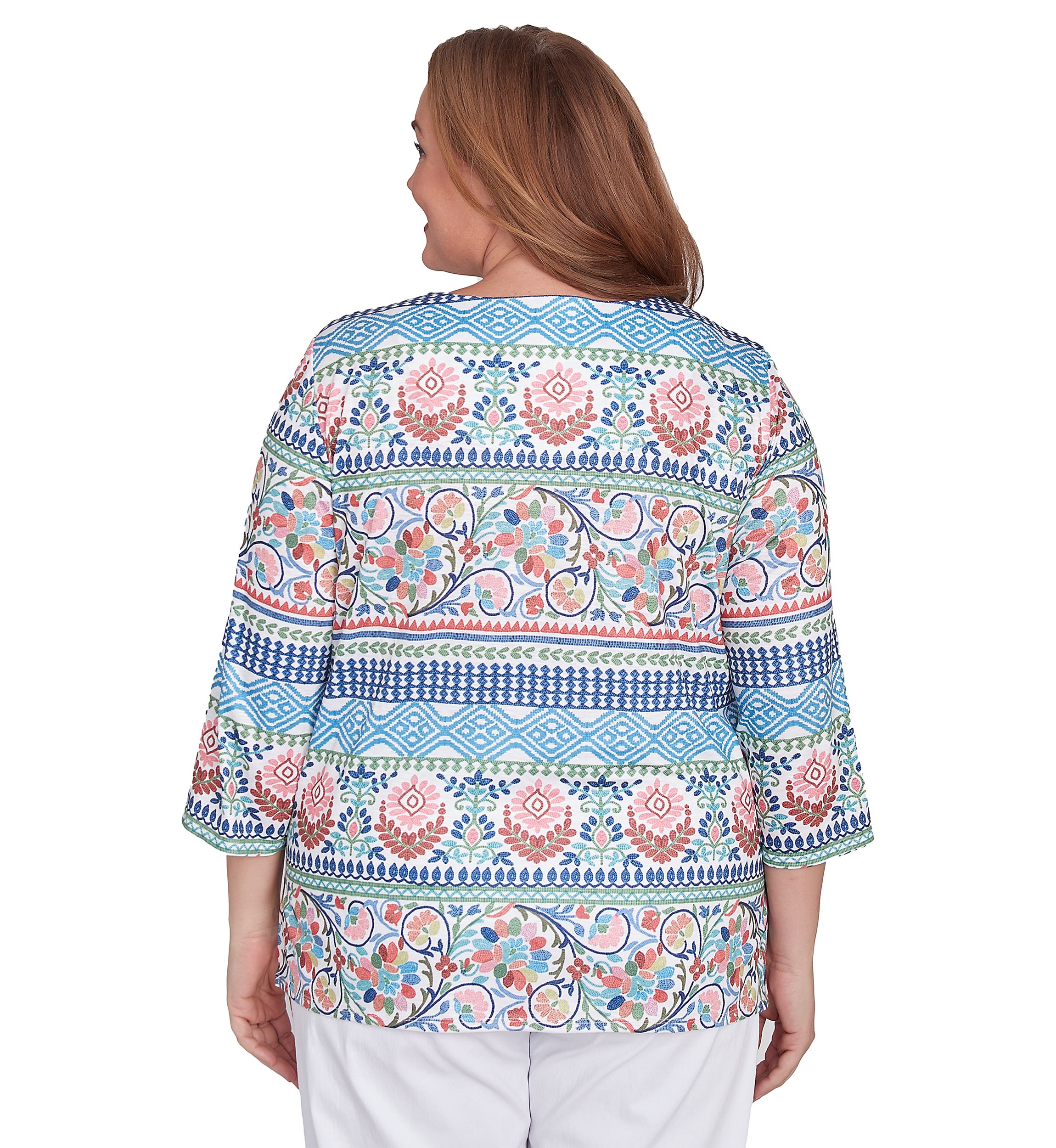 Plus Size Classics Scroll Geometric Biadere Top
