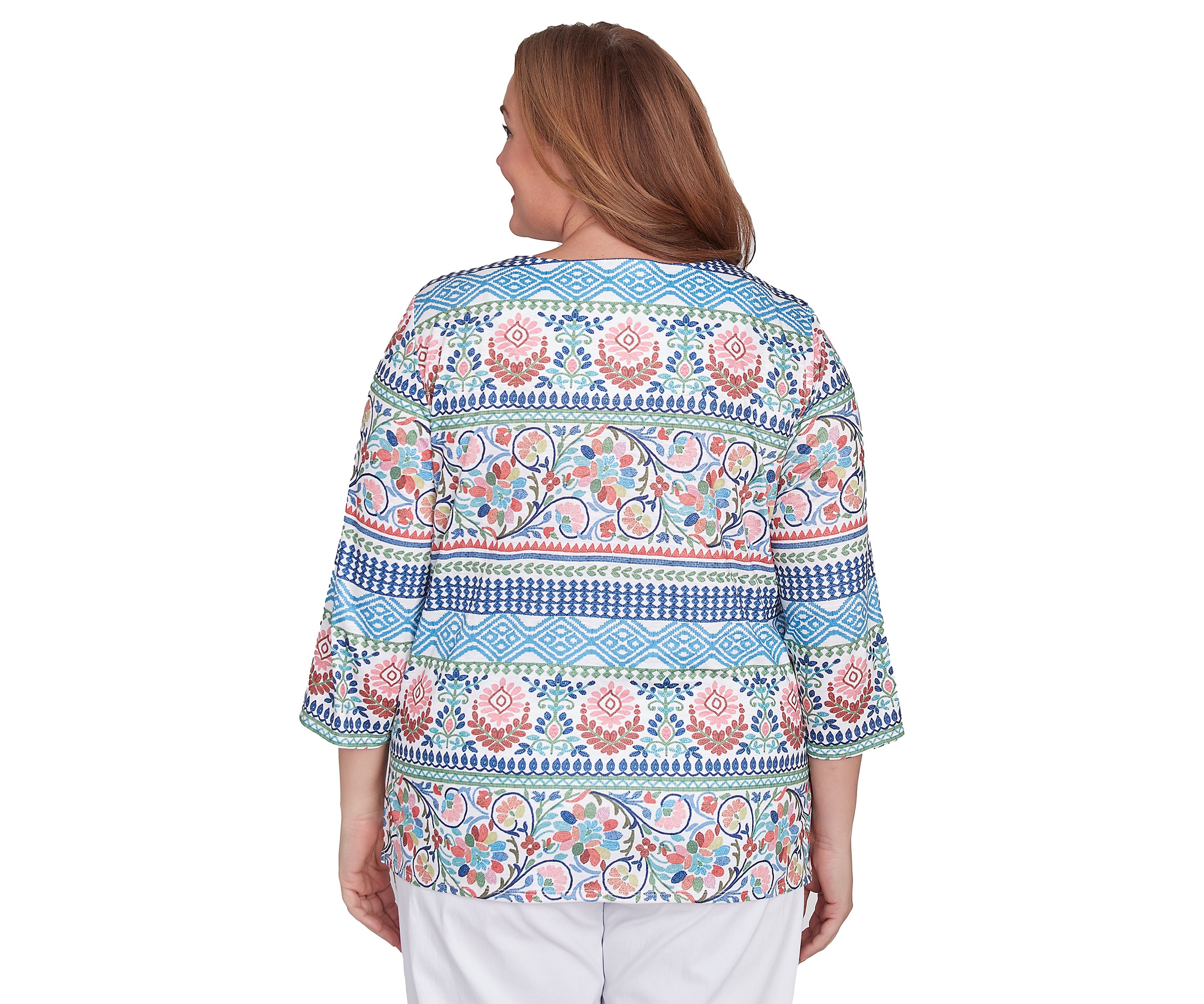 Plus Size Classics Scroll Geometric Biadere Top