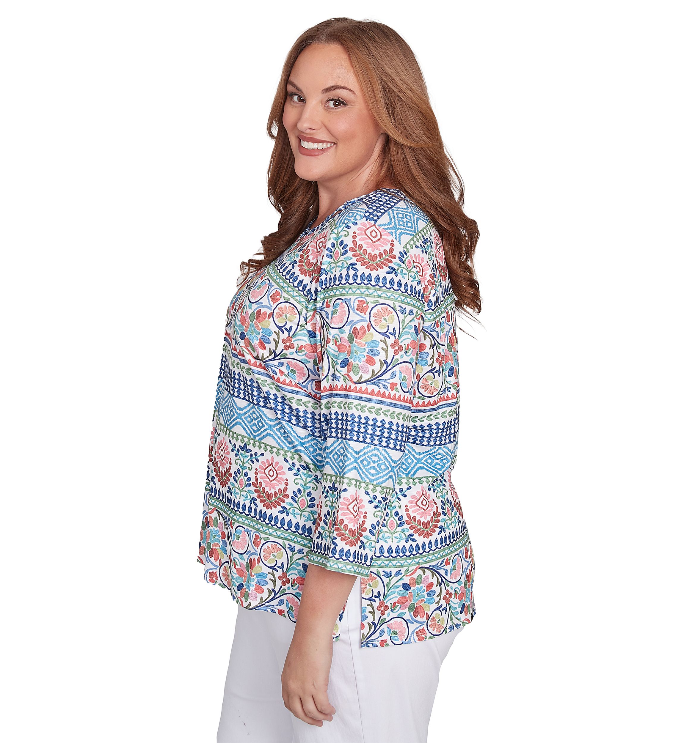 Plus Size Classics Scroll Geometric Biadere Top
