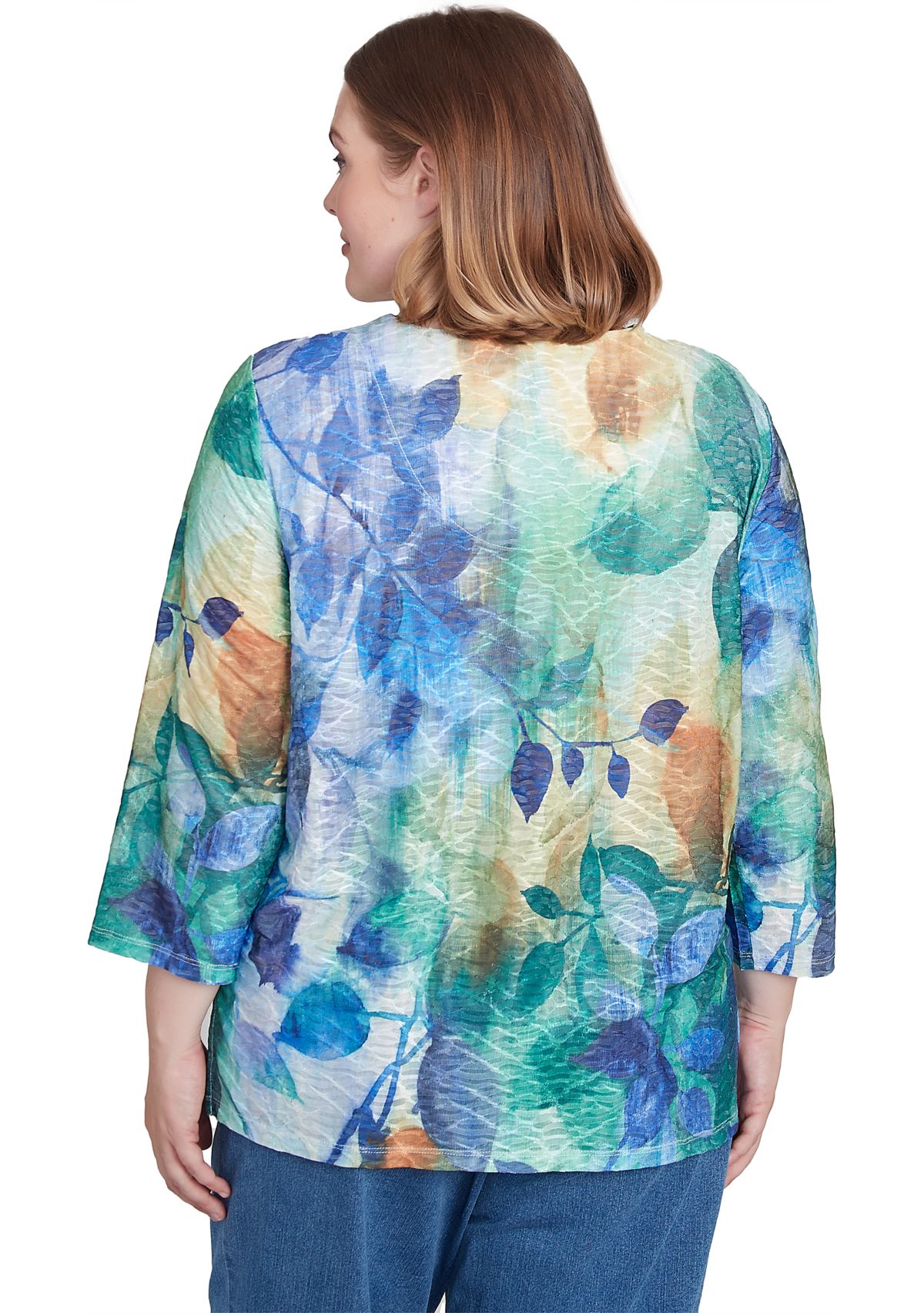 Plus Size Classics Watercolor Leaves Top
