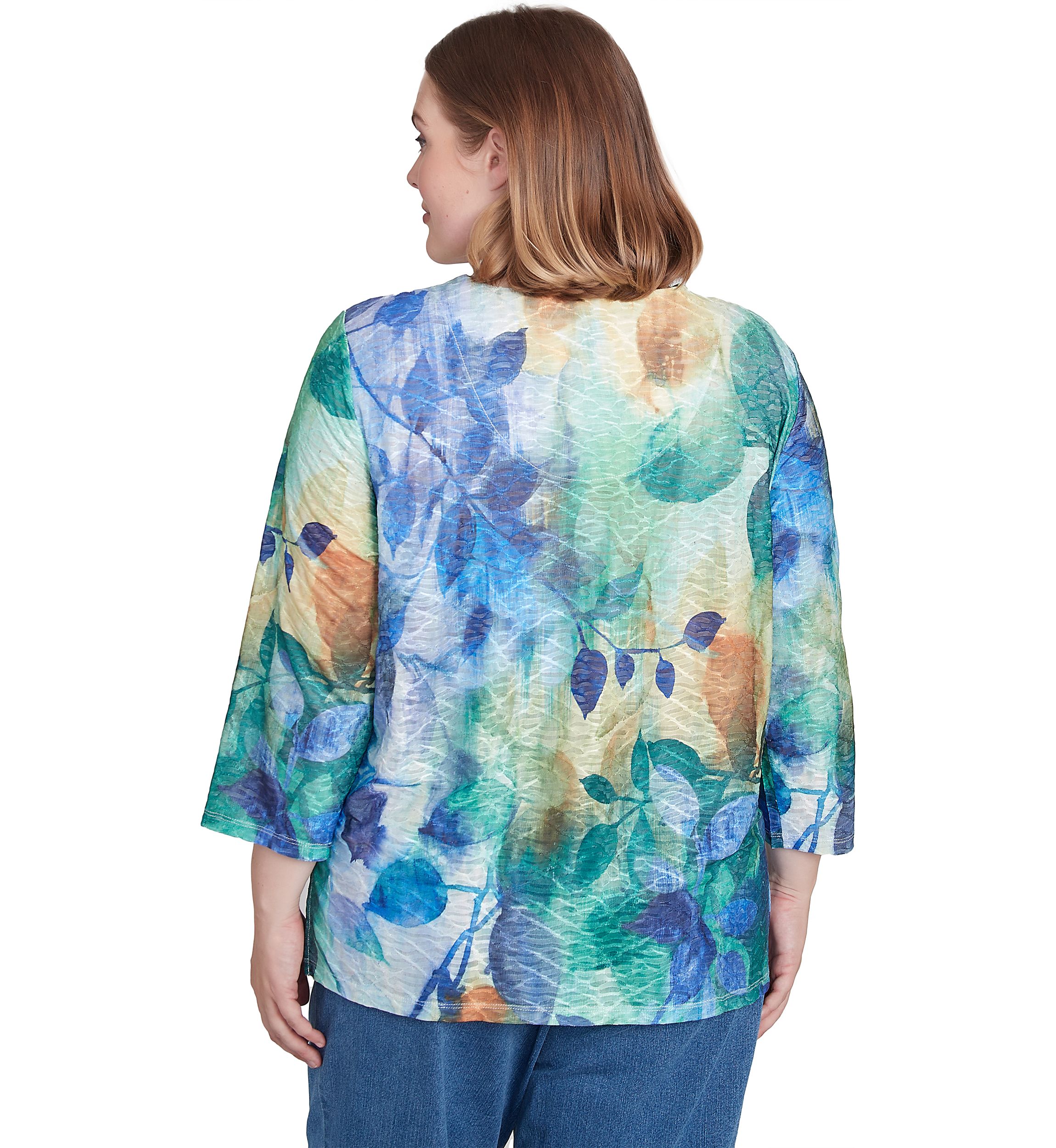 Plus Size Classics Watercolor Leaves Top