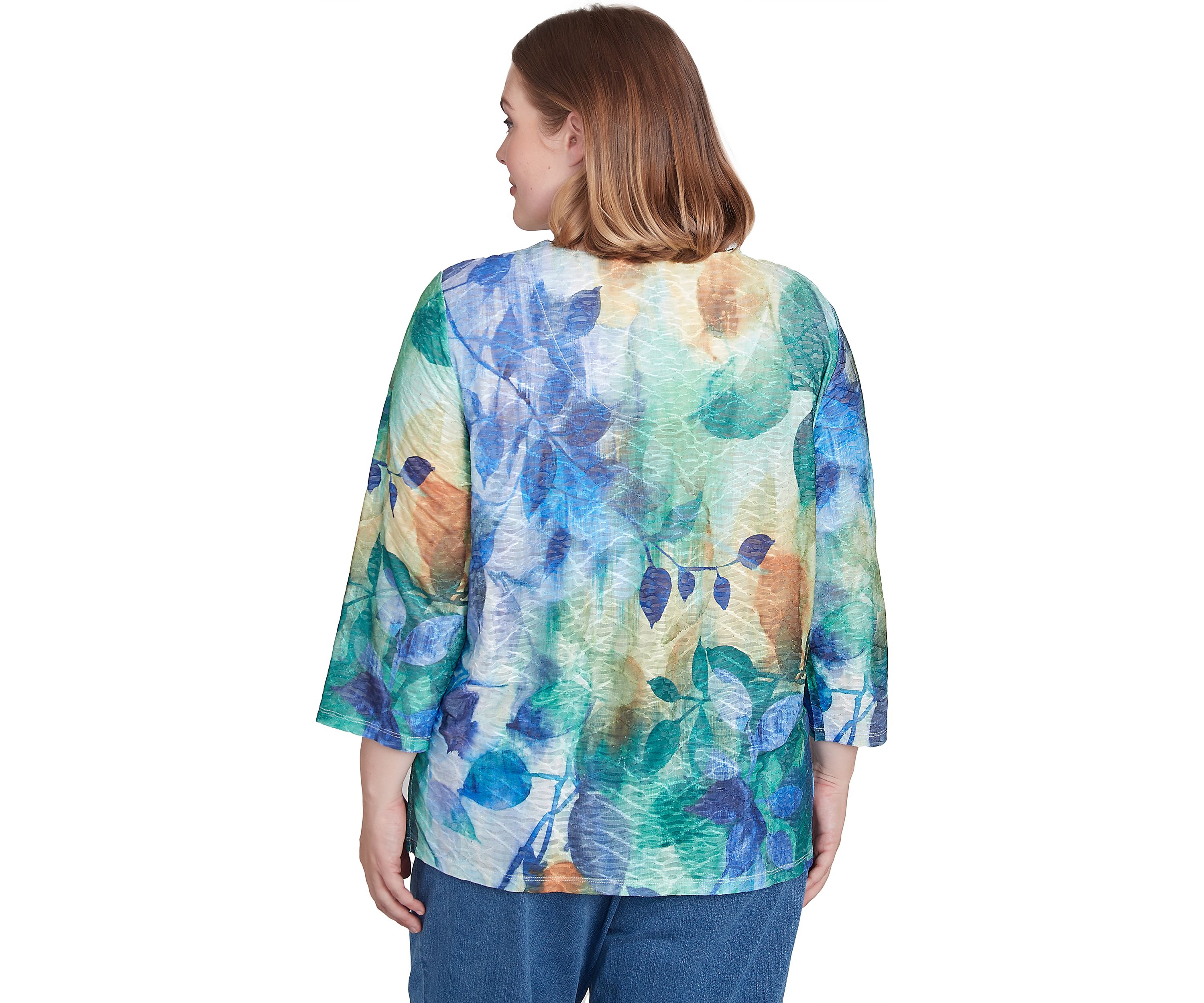 Plus Size Classics Watercolor Leaves Top