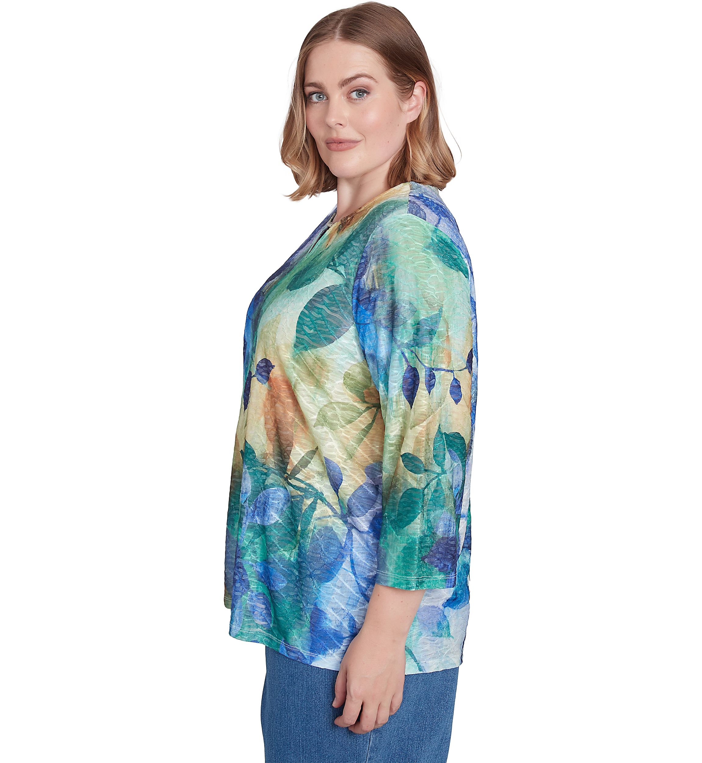 Plus Size Classics Watercolor Leaves Top