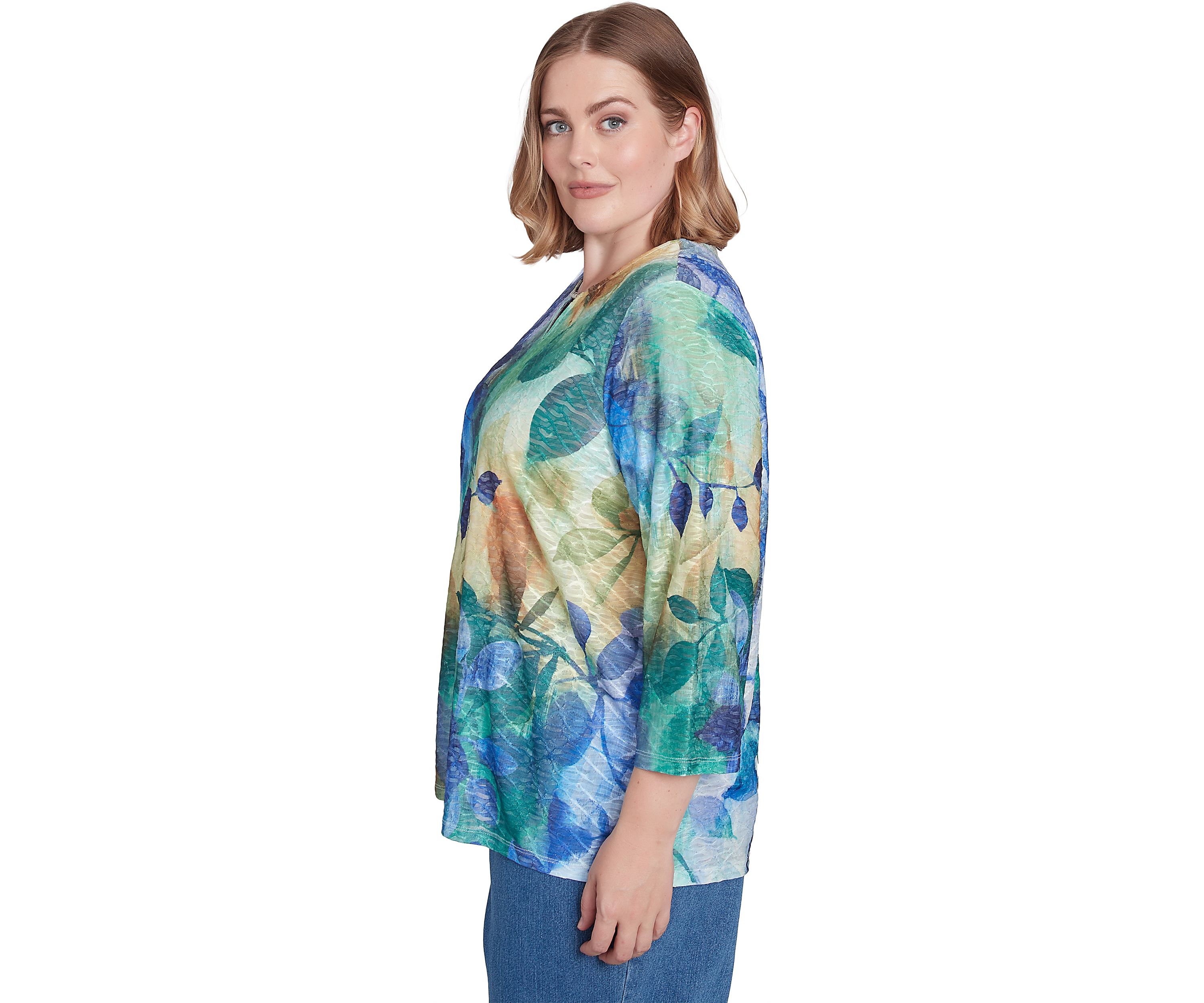 Plus Size Classics Watercolor Leaves Top