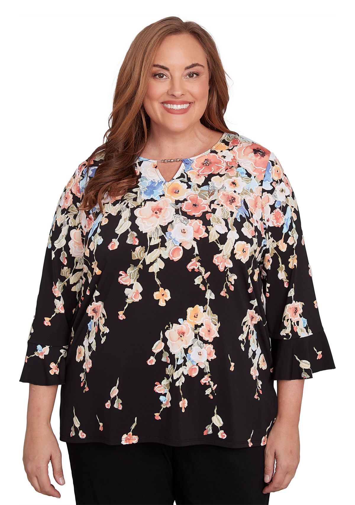 Plus Size Classics Falling Flowers Top