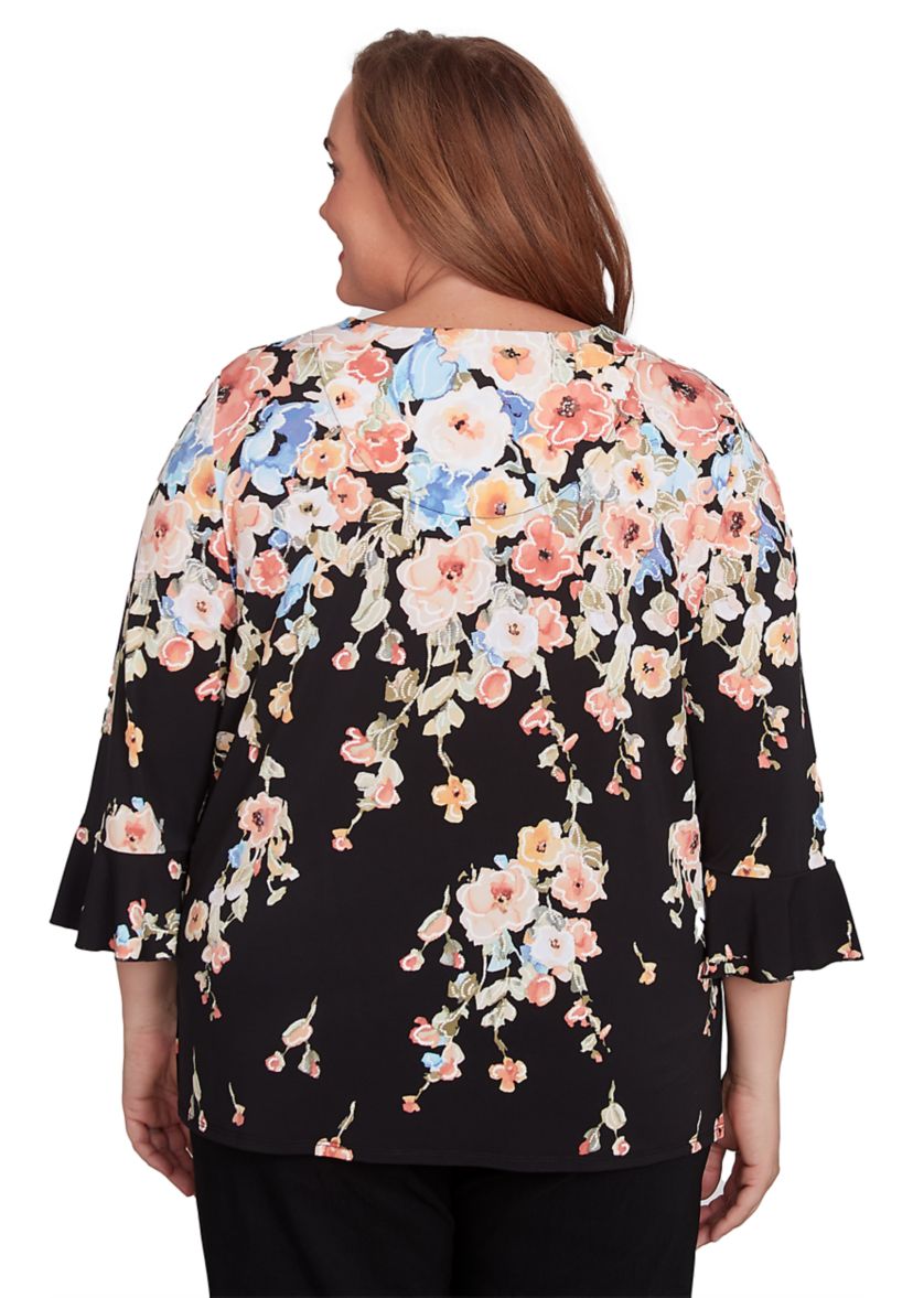 Plus Size Classics Falling Flowers Top
