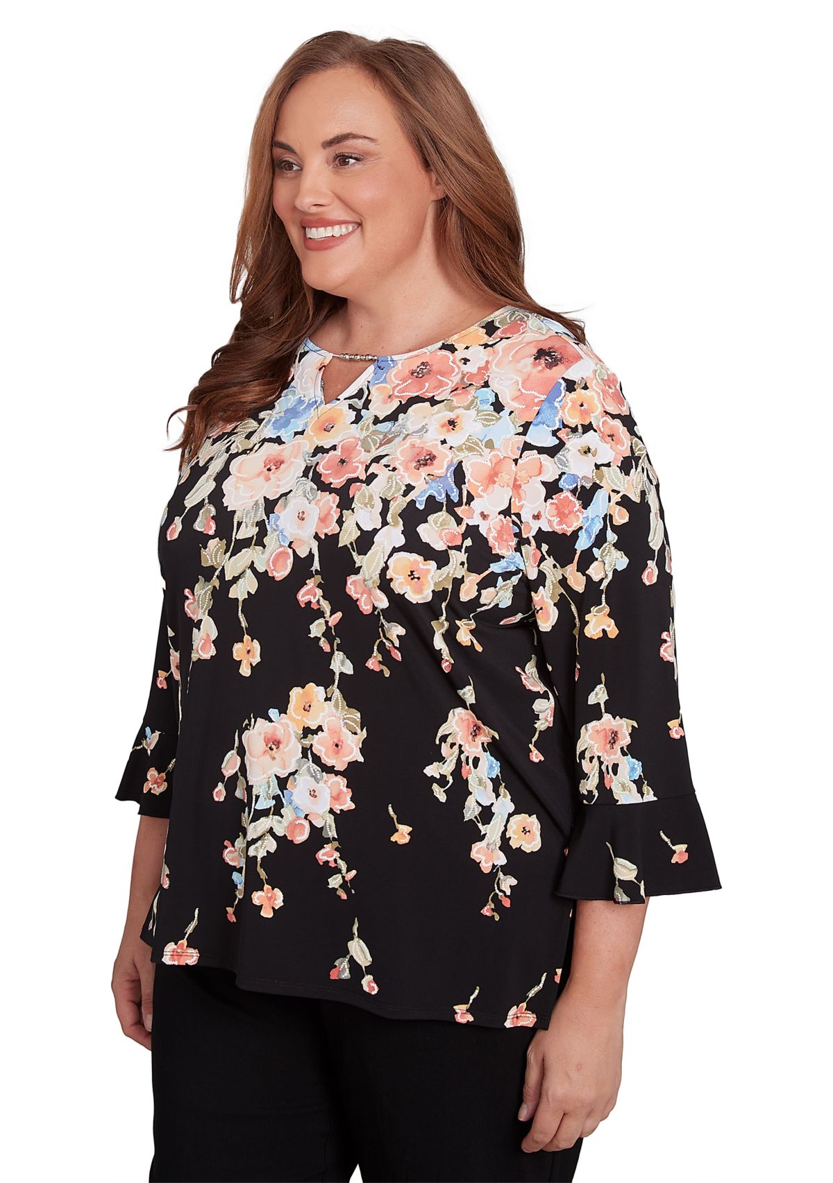 Plus Size Classics Falling Flowers Top