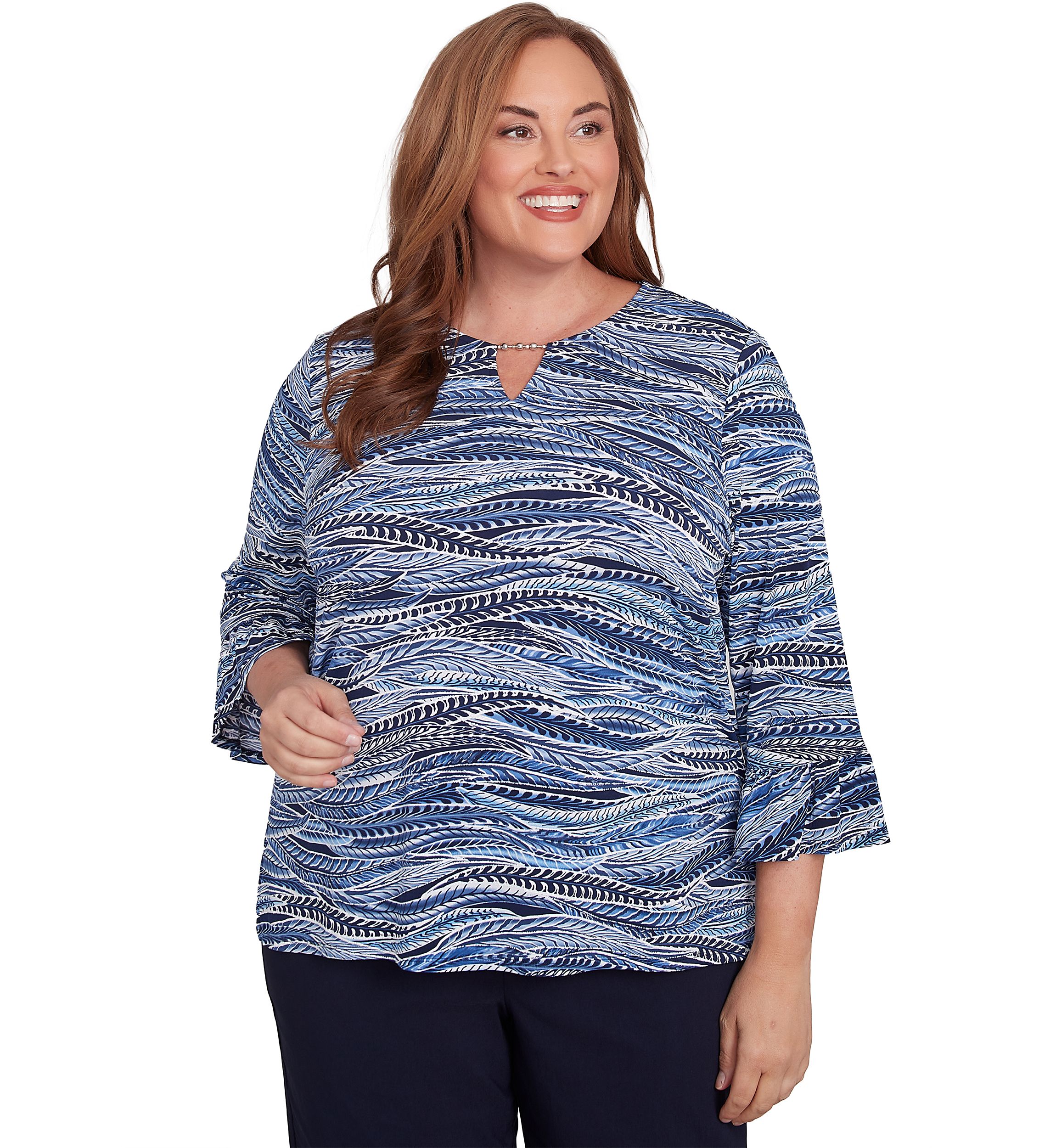 Plus Size Classics Feathers Printed Top