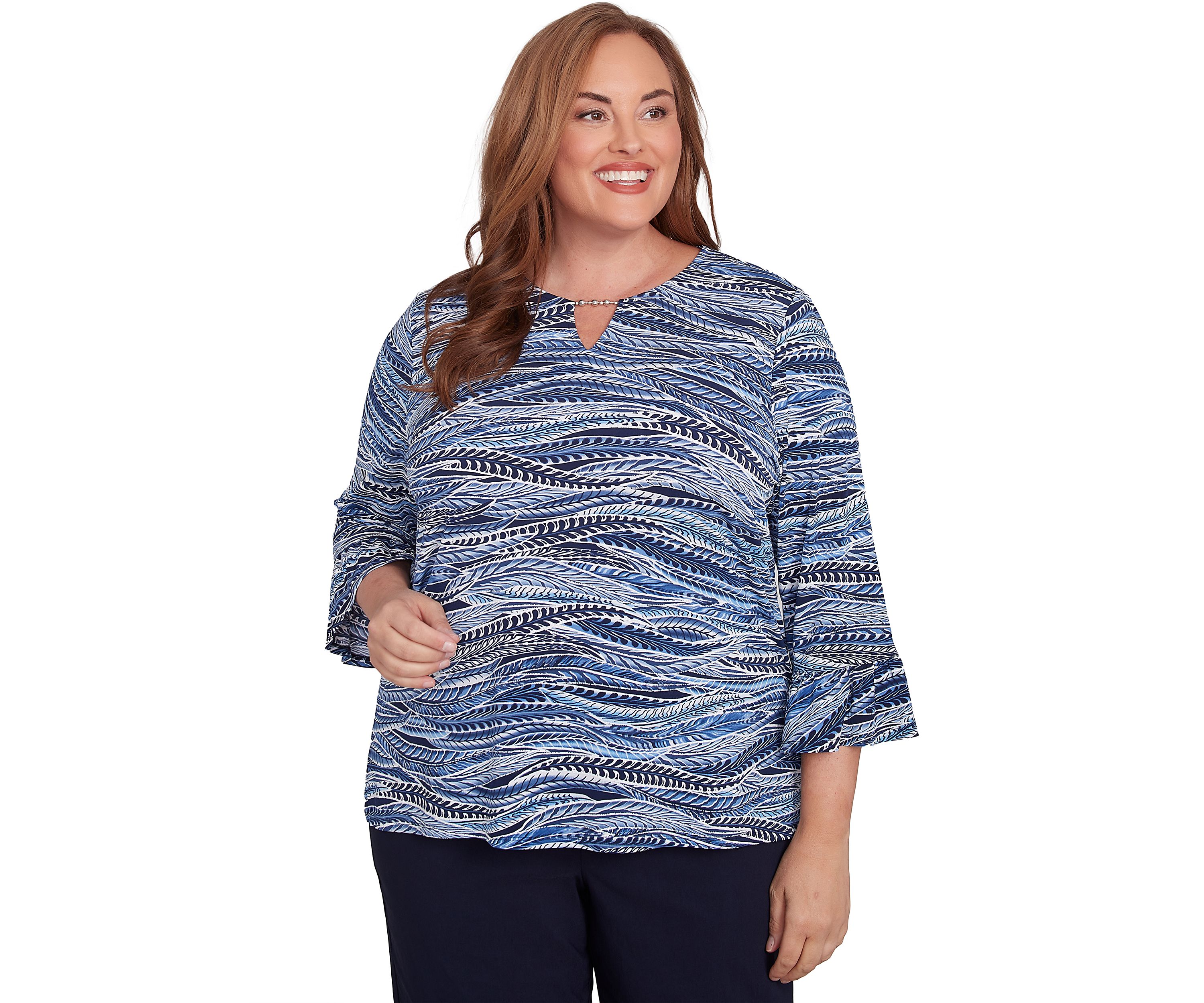 Plus Size Classics Feathers Printed Top