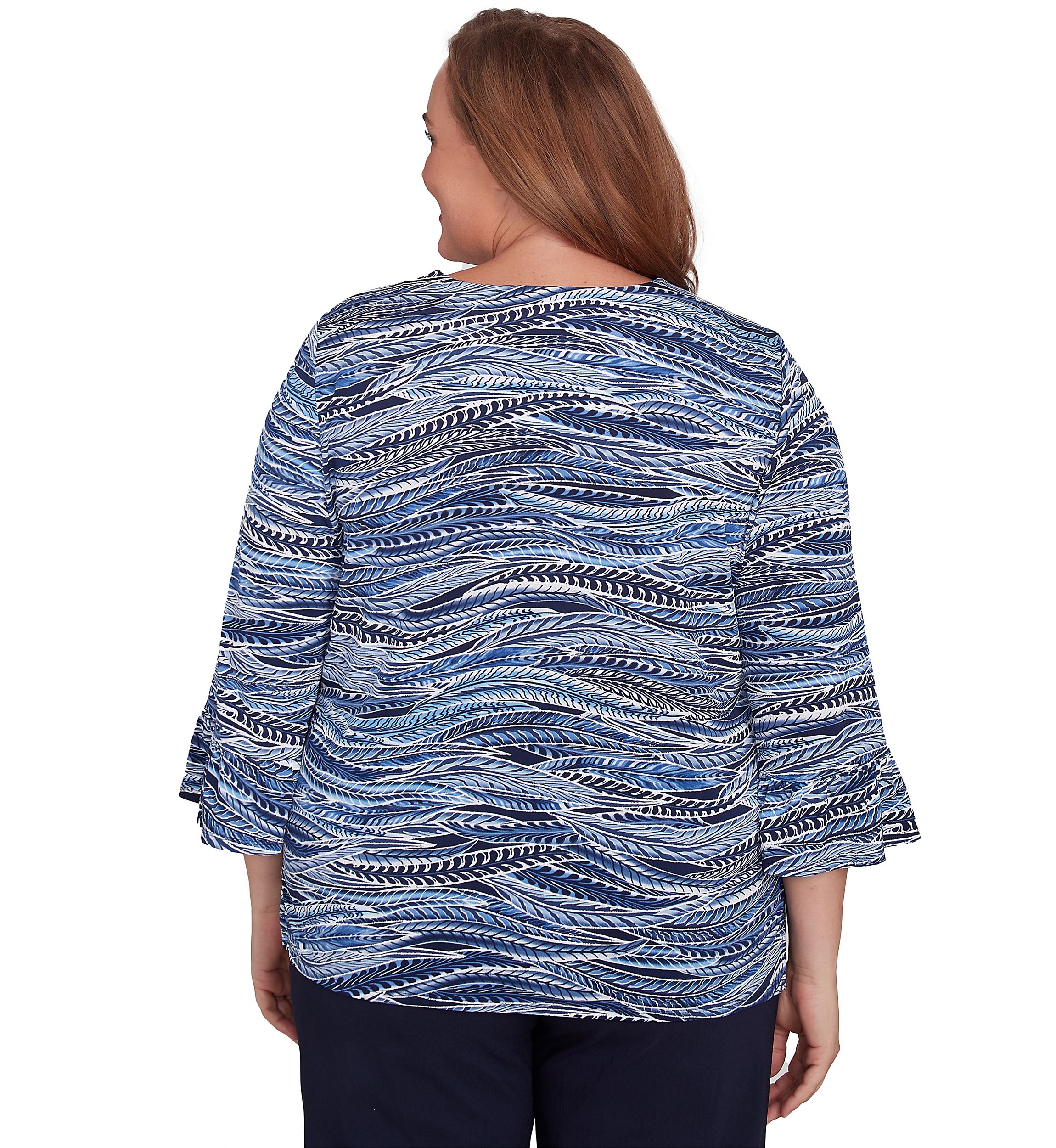 Plus Size Classics Feathers Printed Top