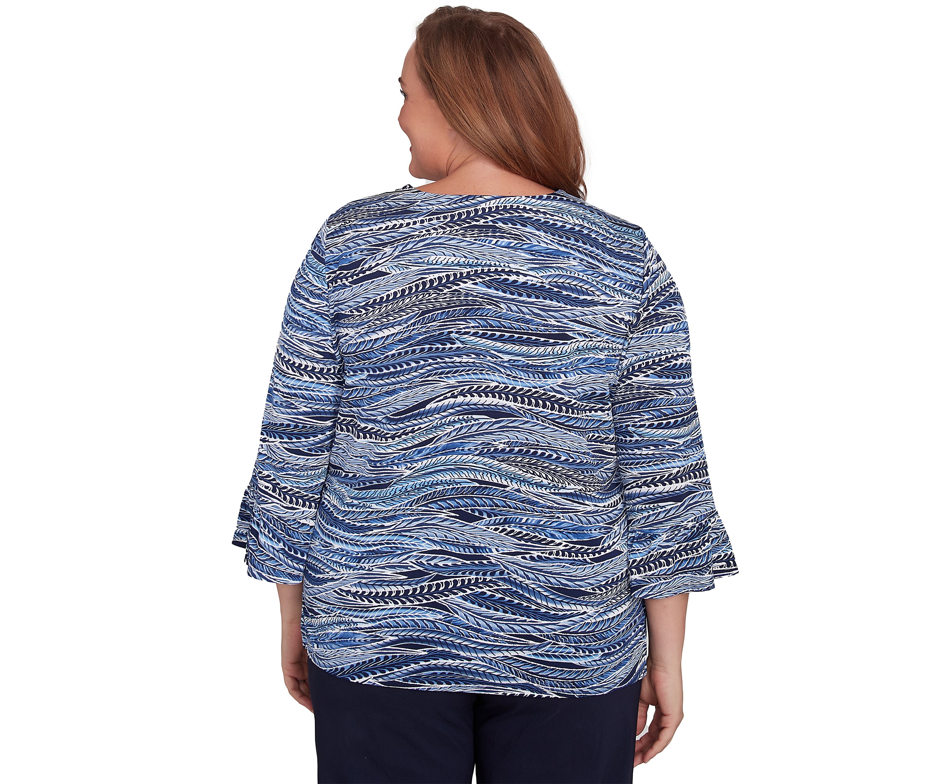 Plus Size Classics Feathers Printed Top