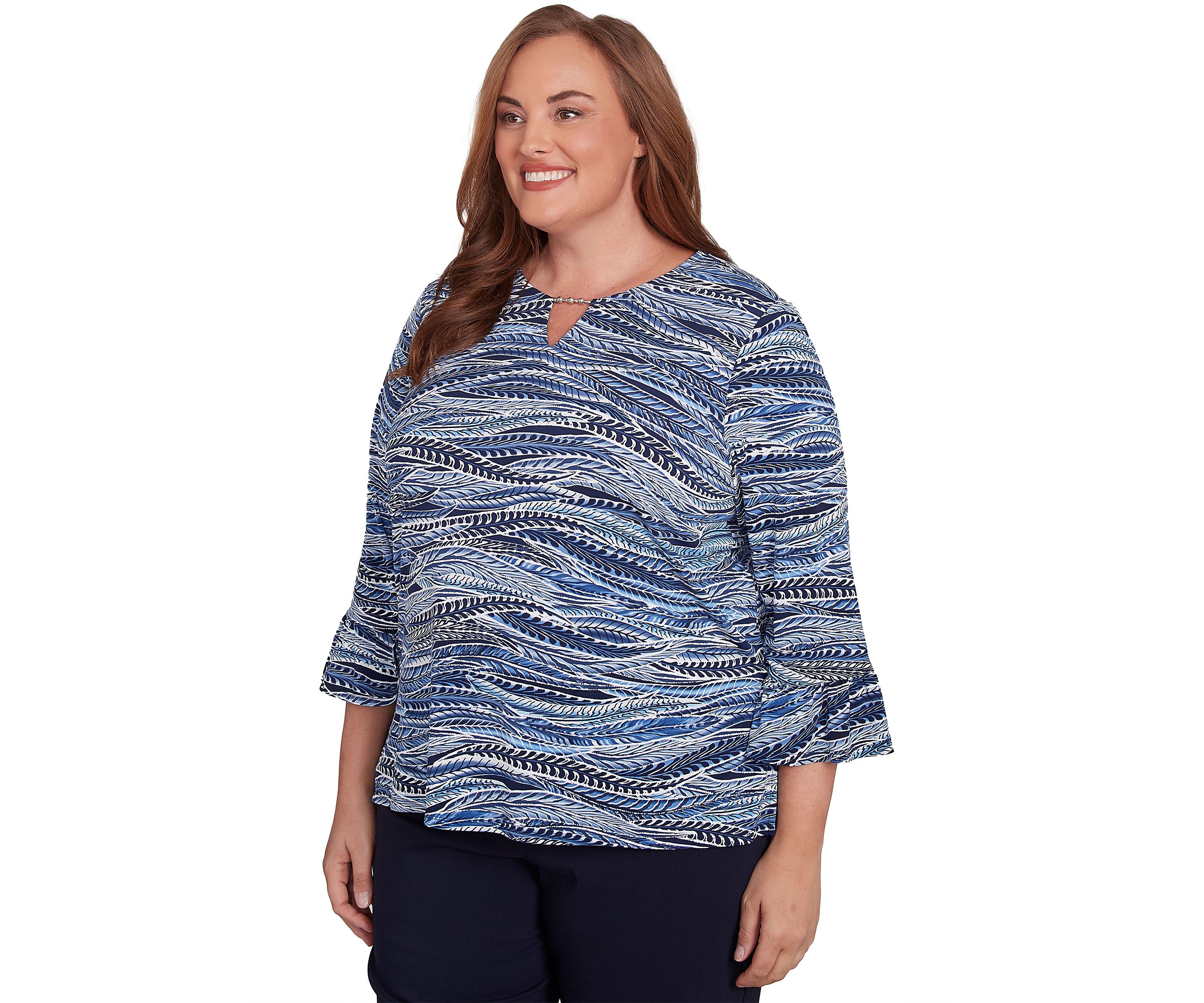 Plus Size Classics Feathers Printed Top