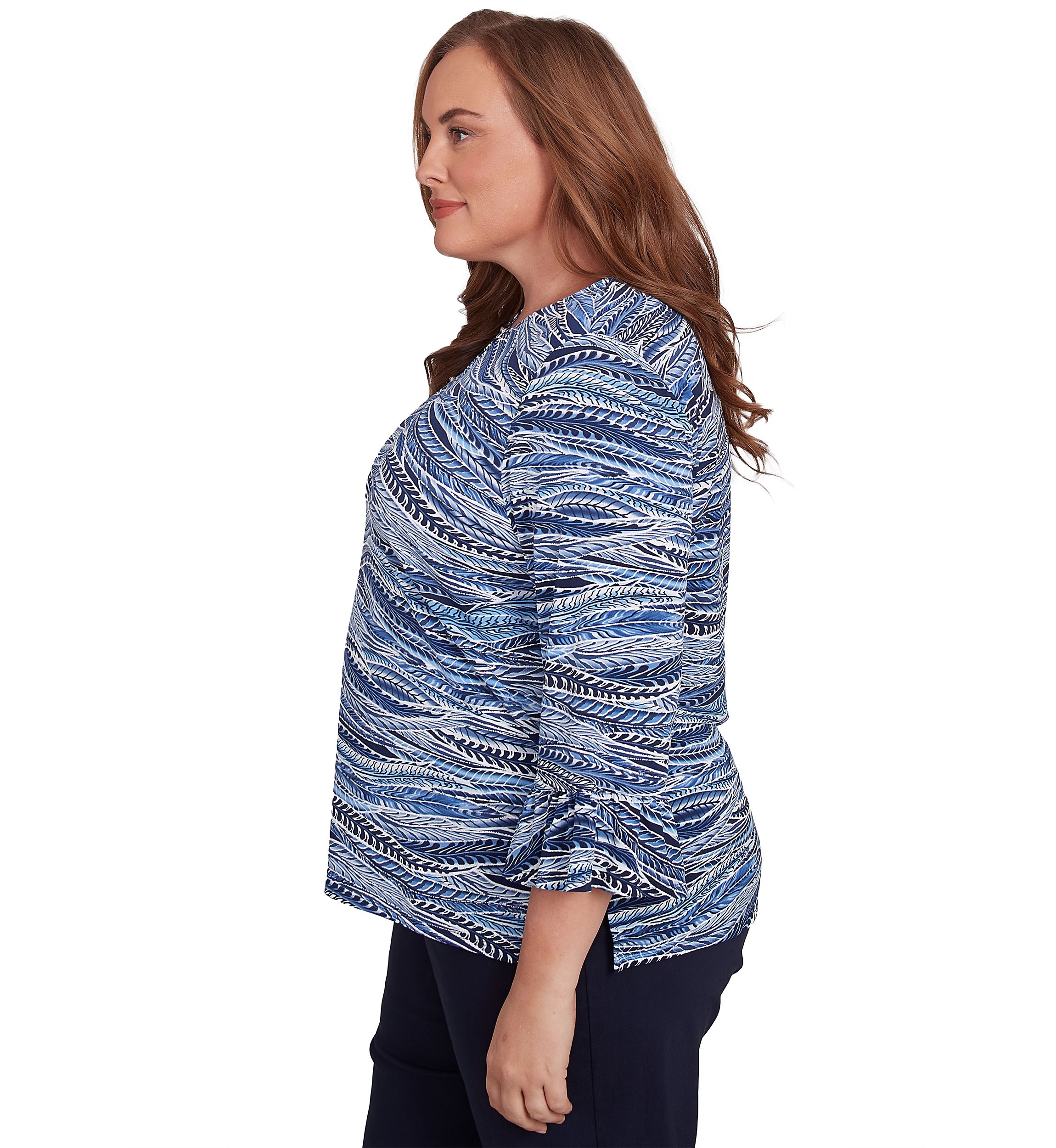 Plus Size Classics Feathers Printed Top