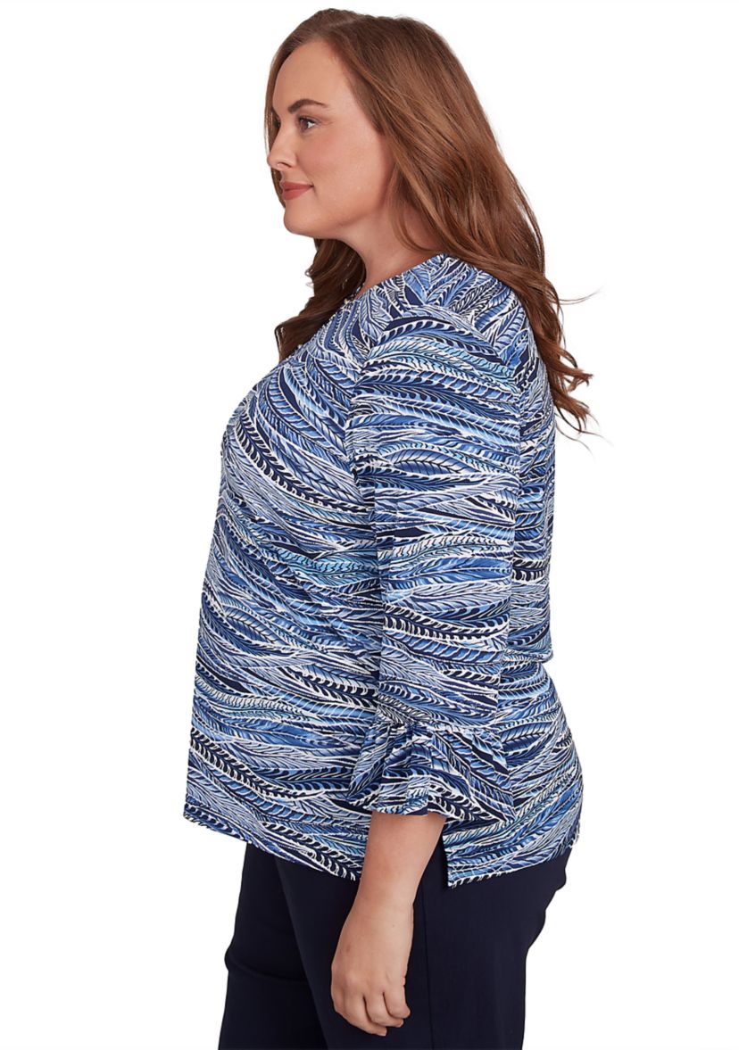 Plus Size Classics Feathers Printed Top