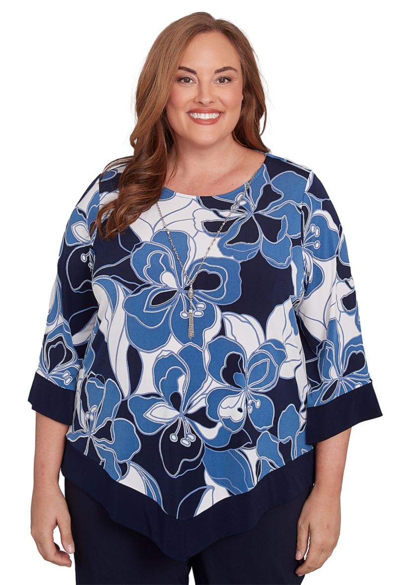 Plus Size Classics Patch Floral Top