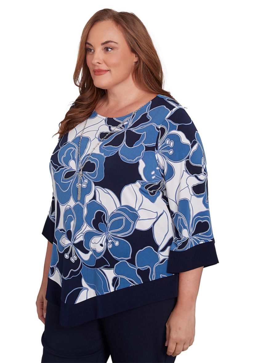 Plus Size Classics Patch Floral Top