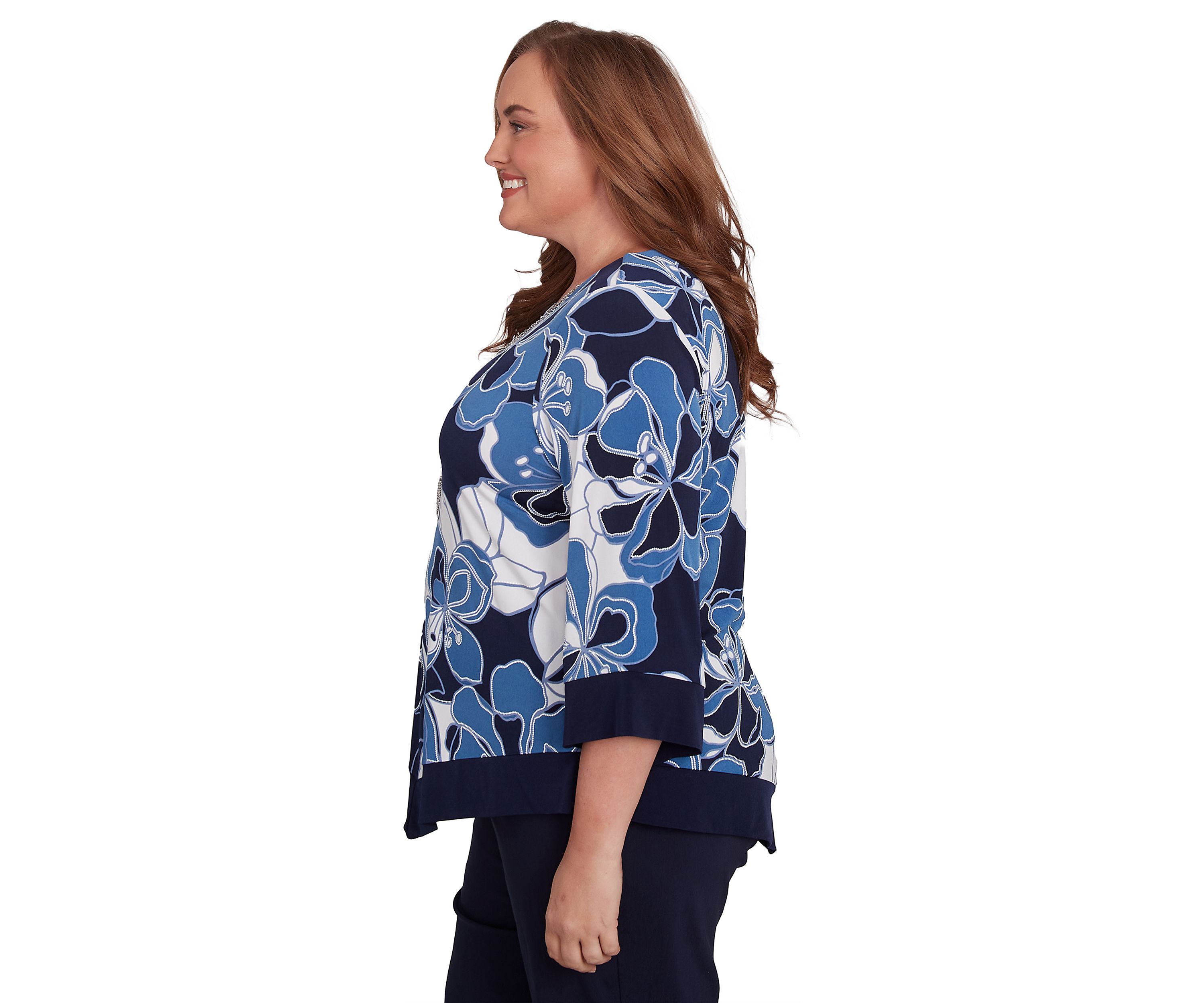 Plus Size Classics Patch Floral Top