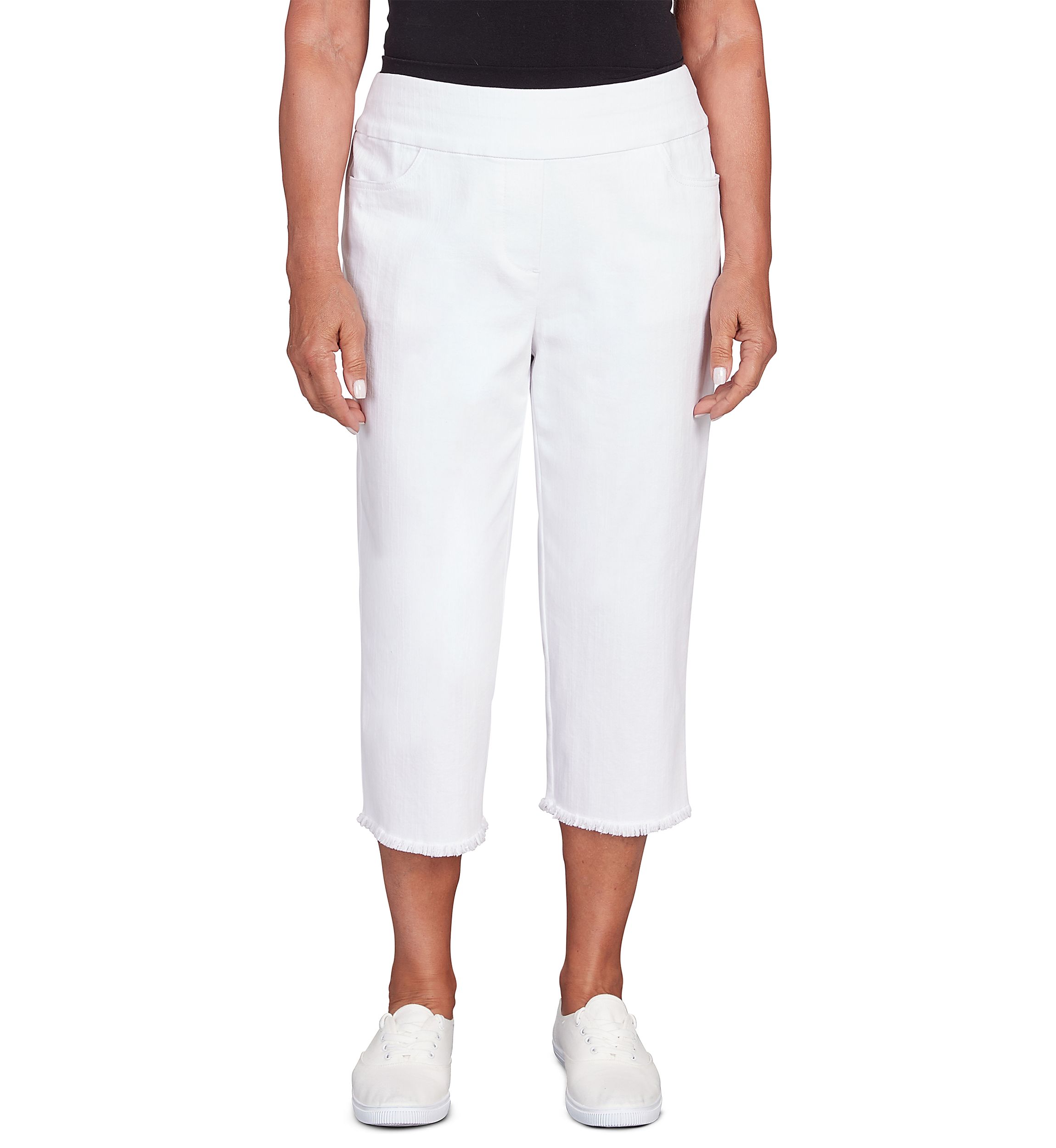 Petite Classics Denim Fringe Capri Pants