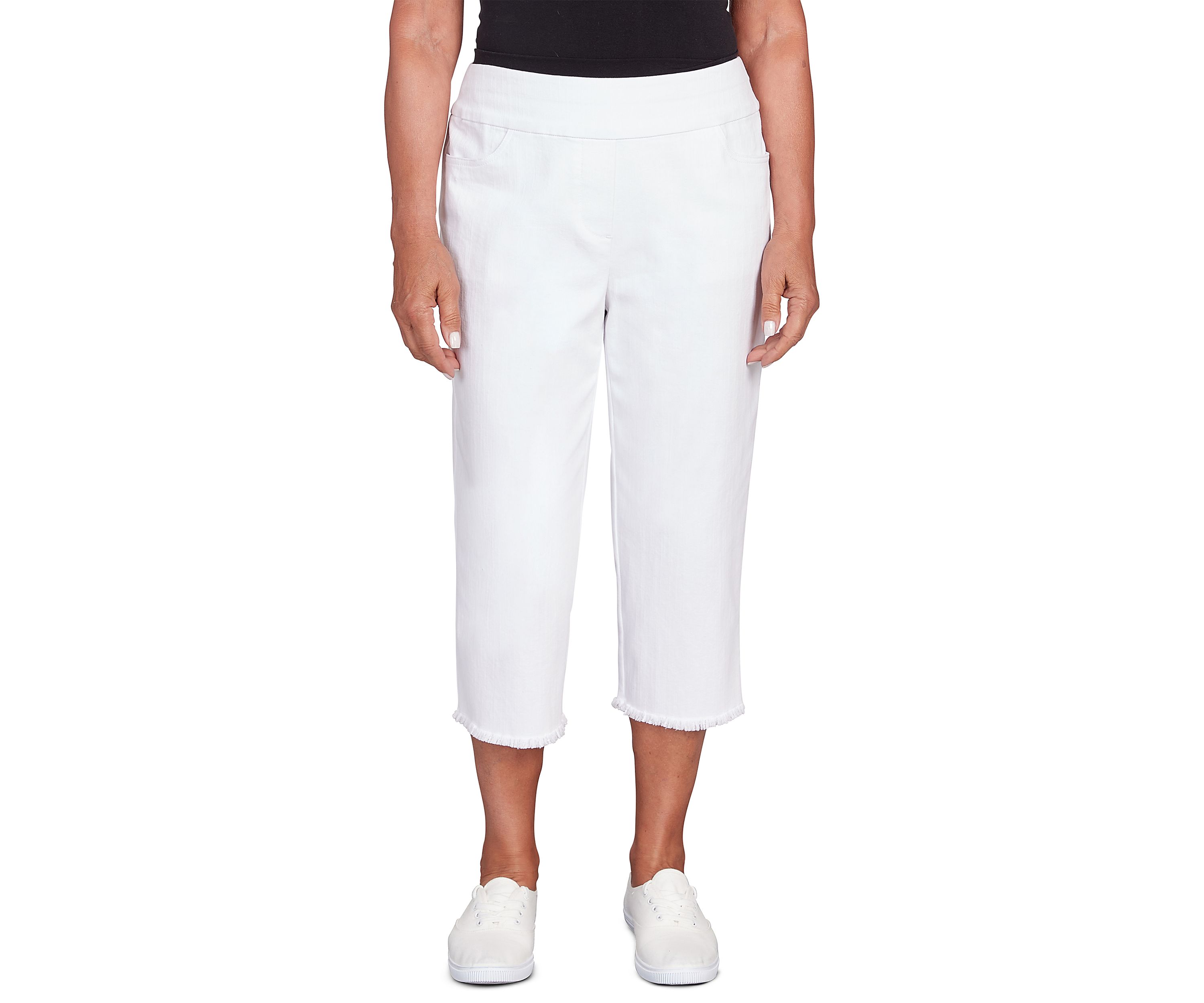 Petite Classics Denim Fringe Capri Pants