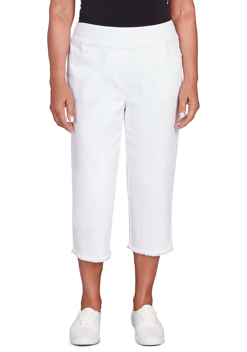 Petite Classics Denim Fringe Capri Pants