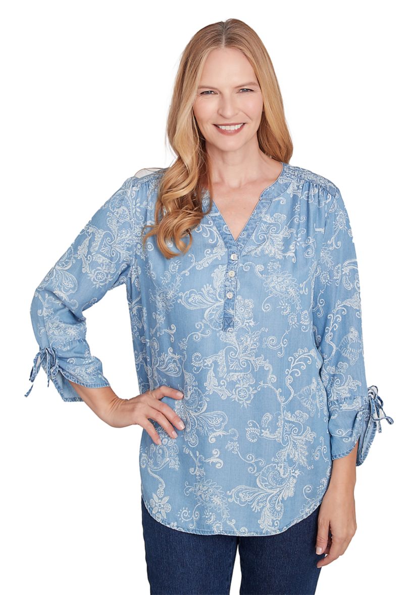Petite Classics Scroll Lyocell Top