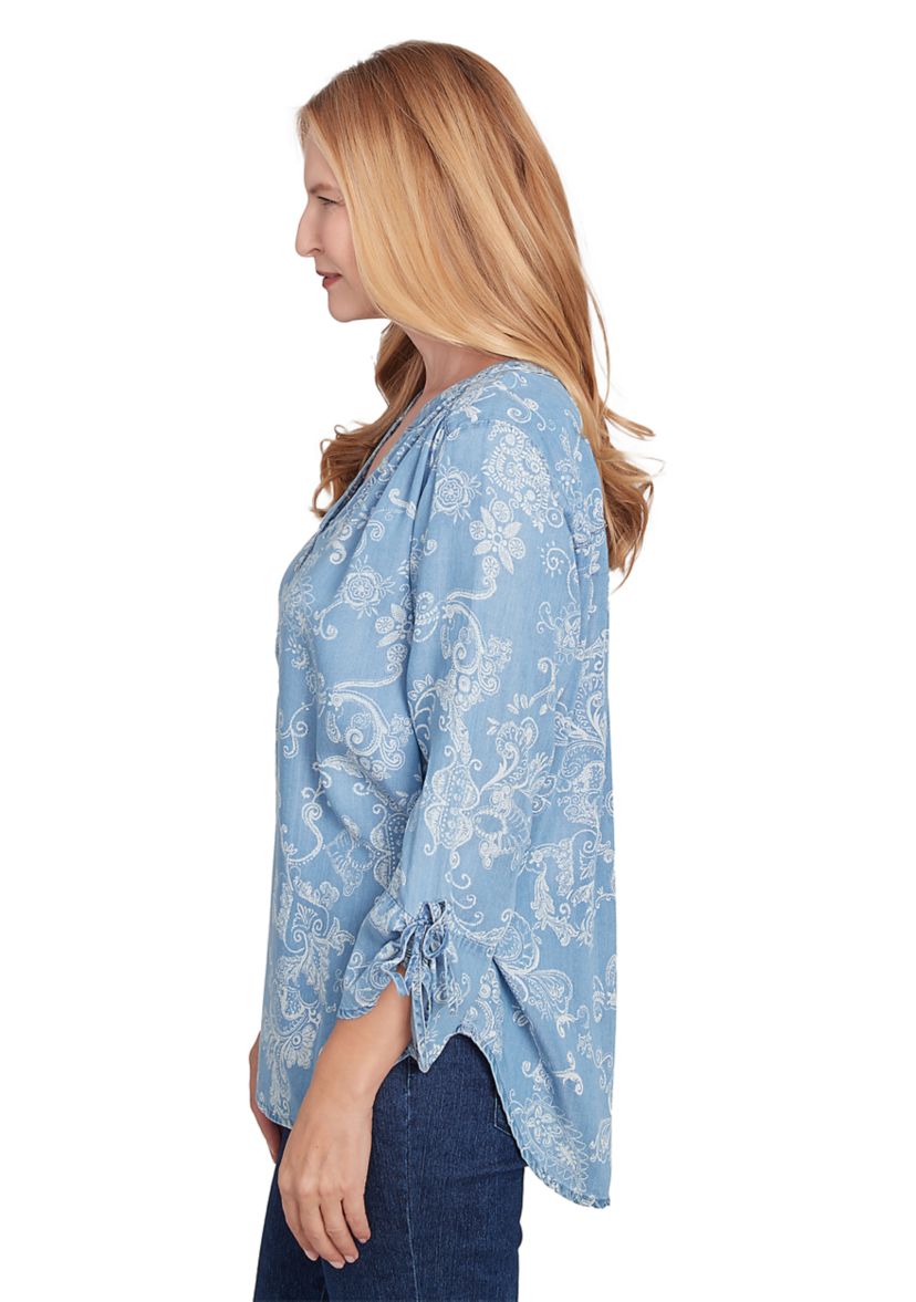 Petite Classics Scroll Lyocell Top