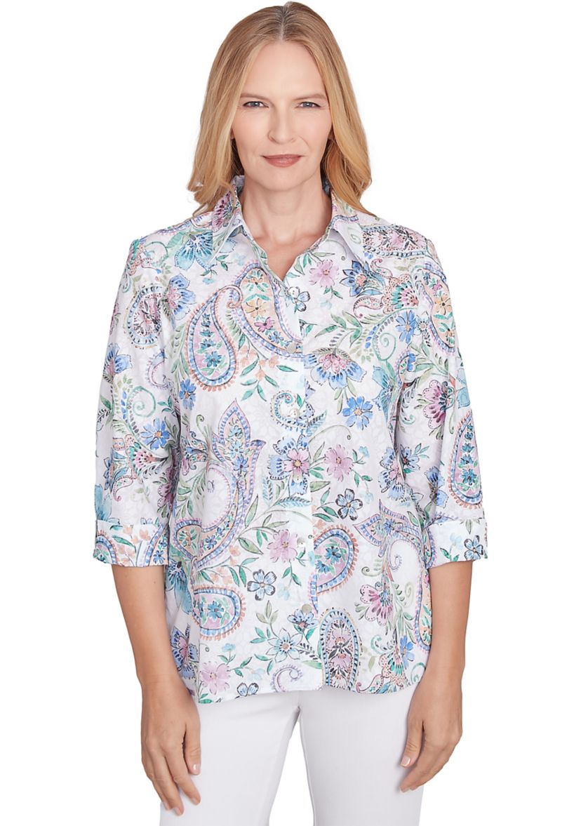 Petite Classics Paisley Woven Top