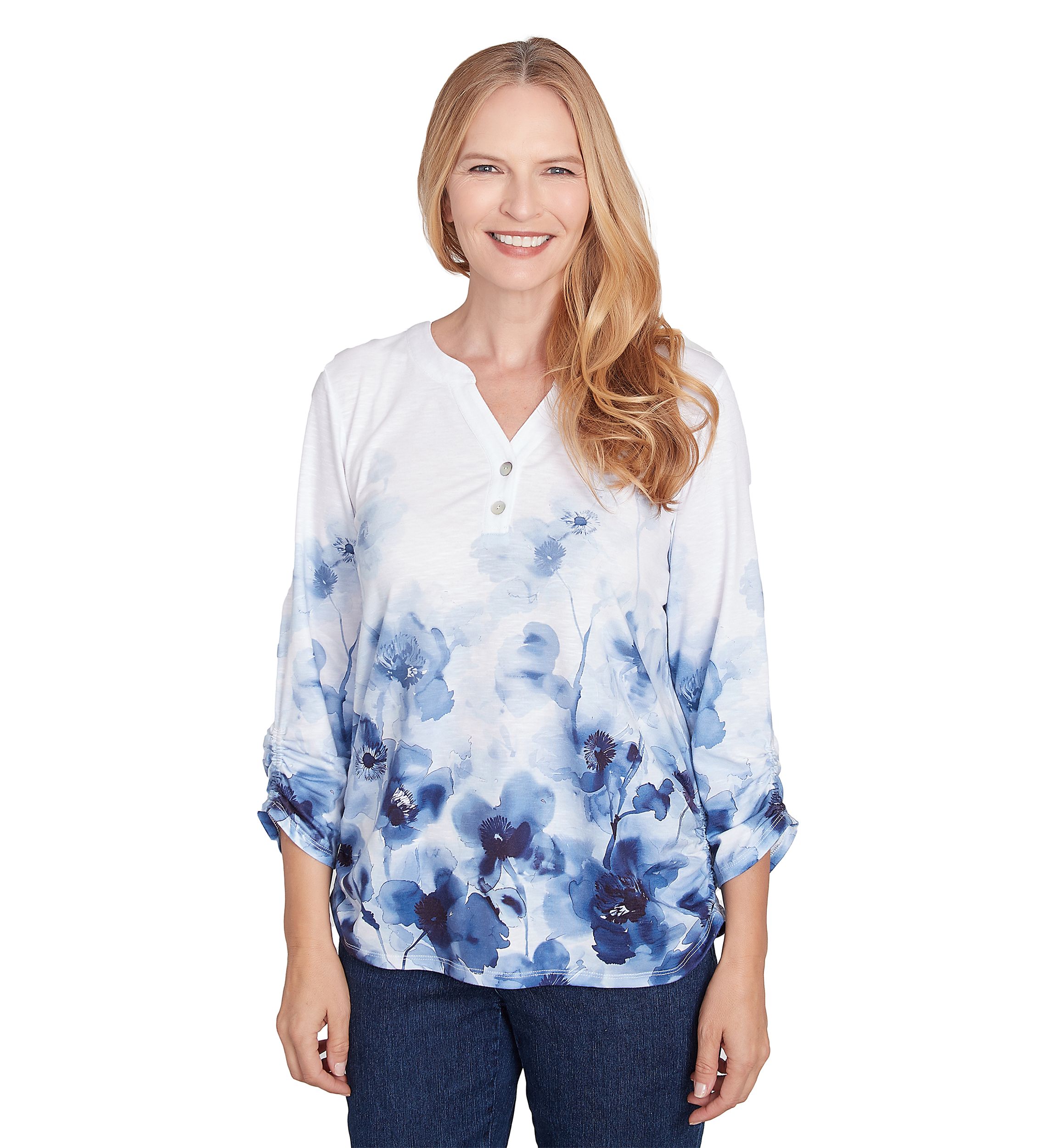 Petite Classics Border Floral Top