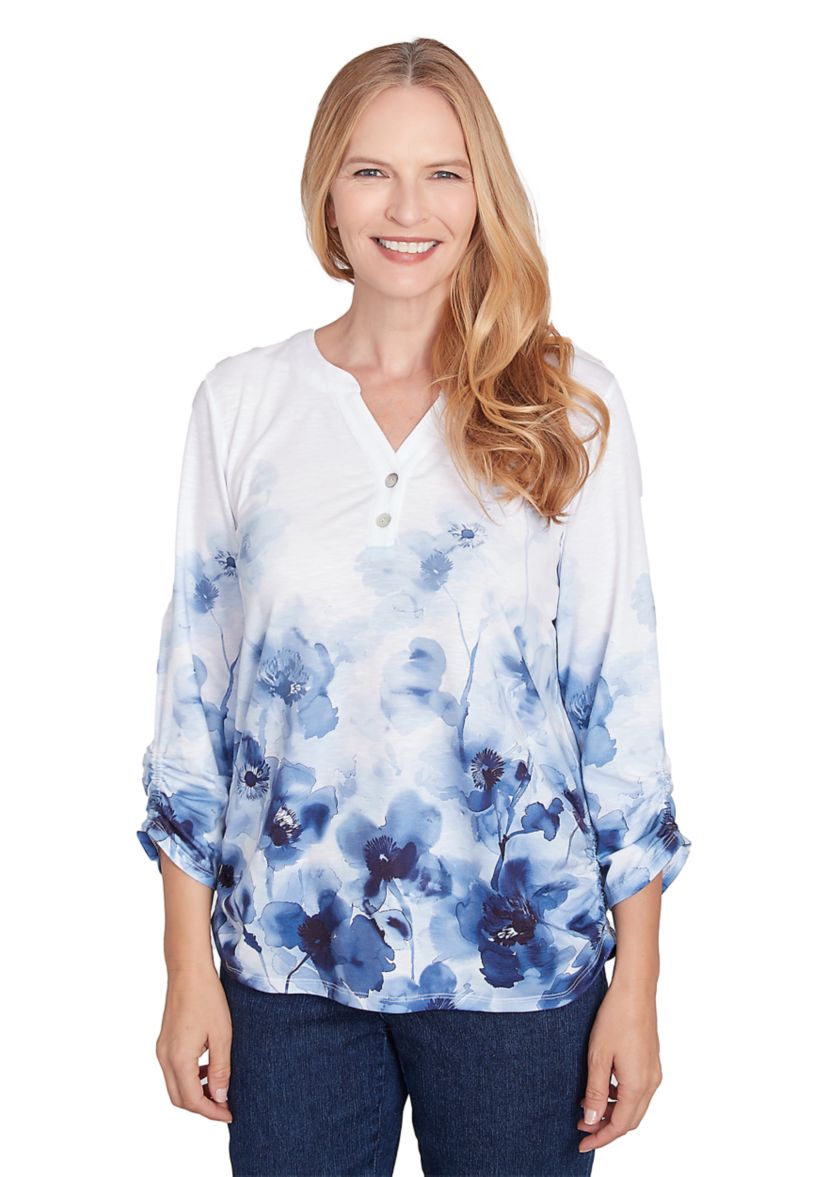 Petite Classics Border Floral Top
