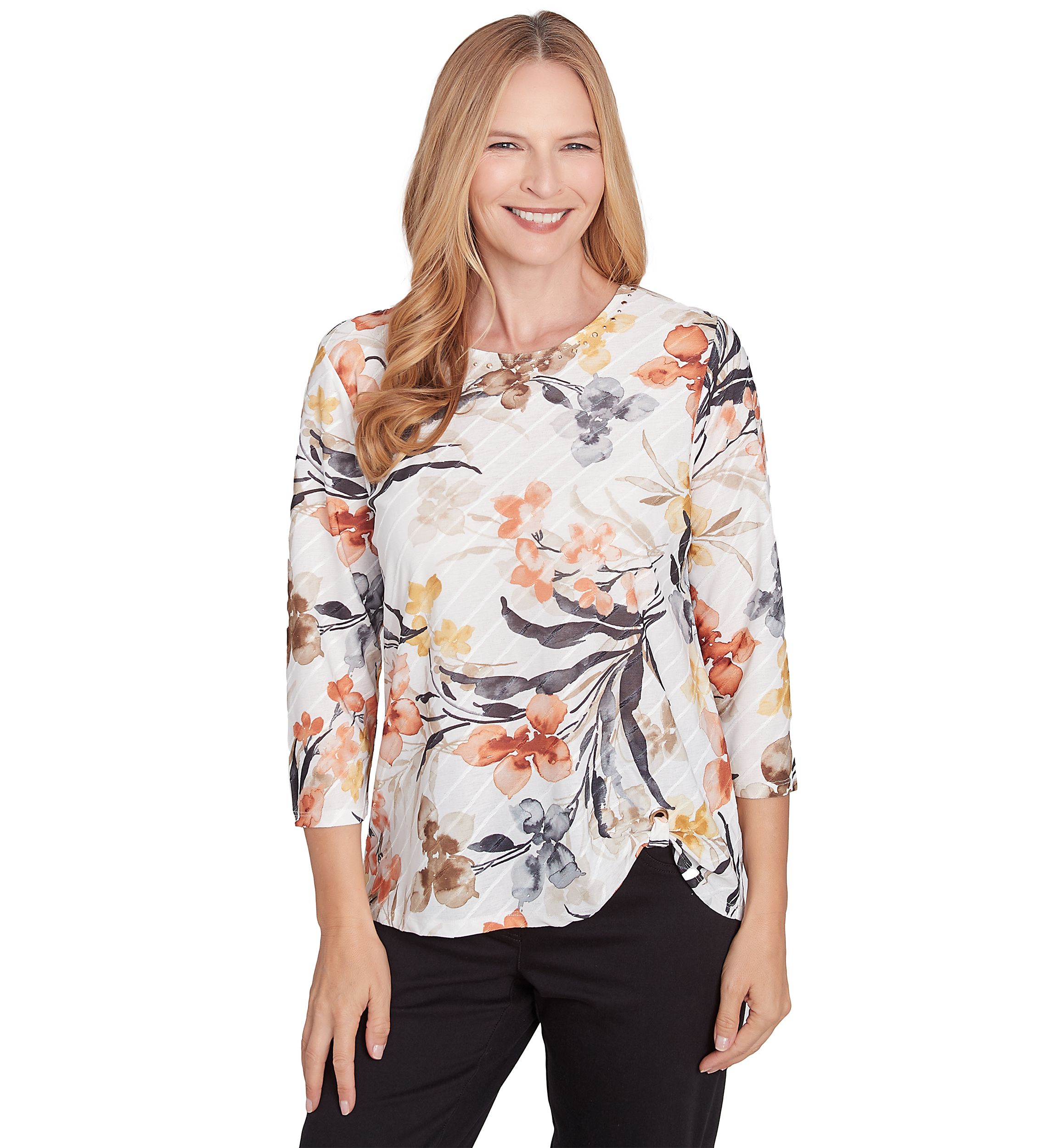 Petite Classics Watercolor Floral Printed Top