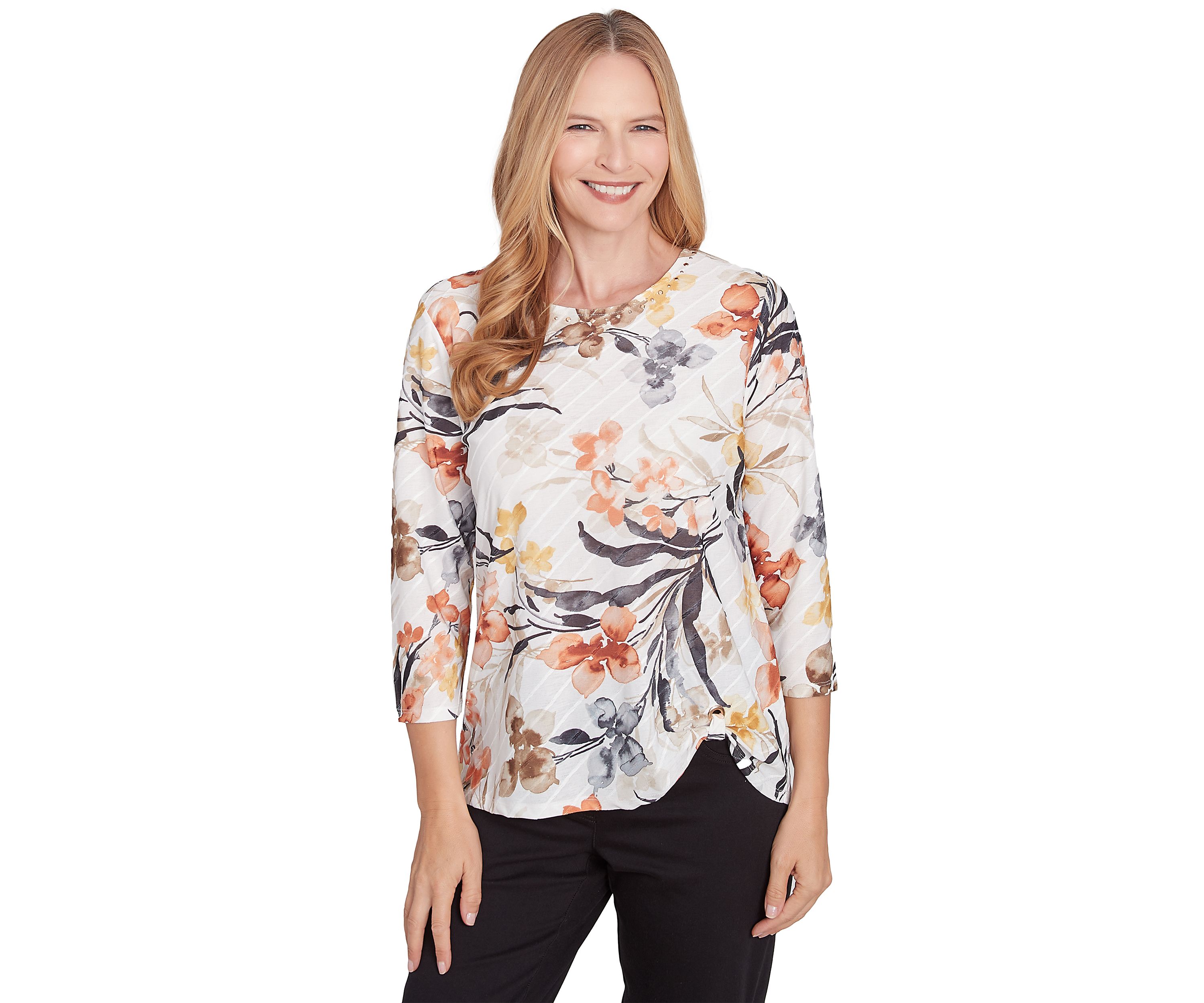 Petite Classics Watercolor Floral Printed Top