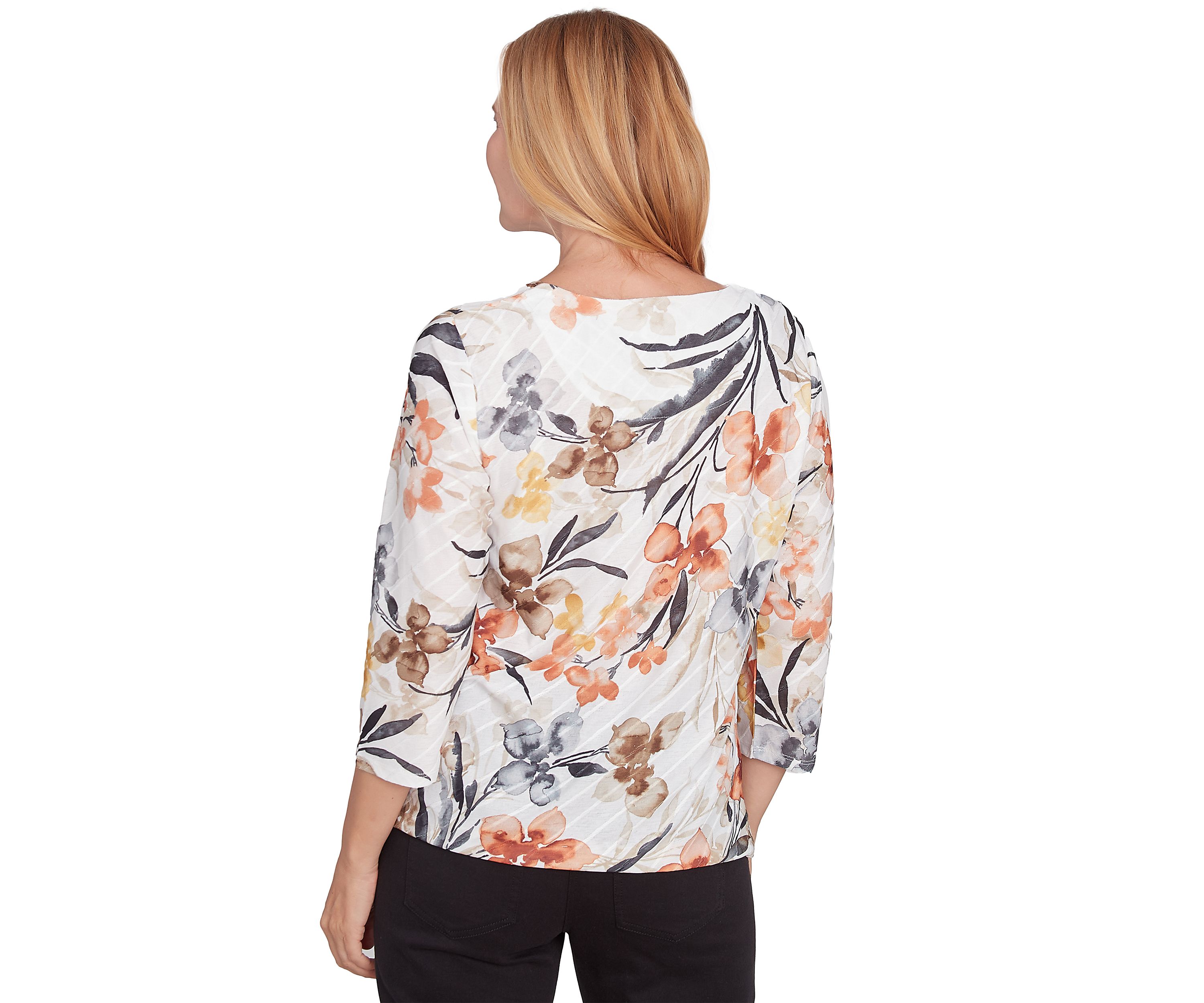 Petite Classics Watercolor Floral Printed Top