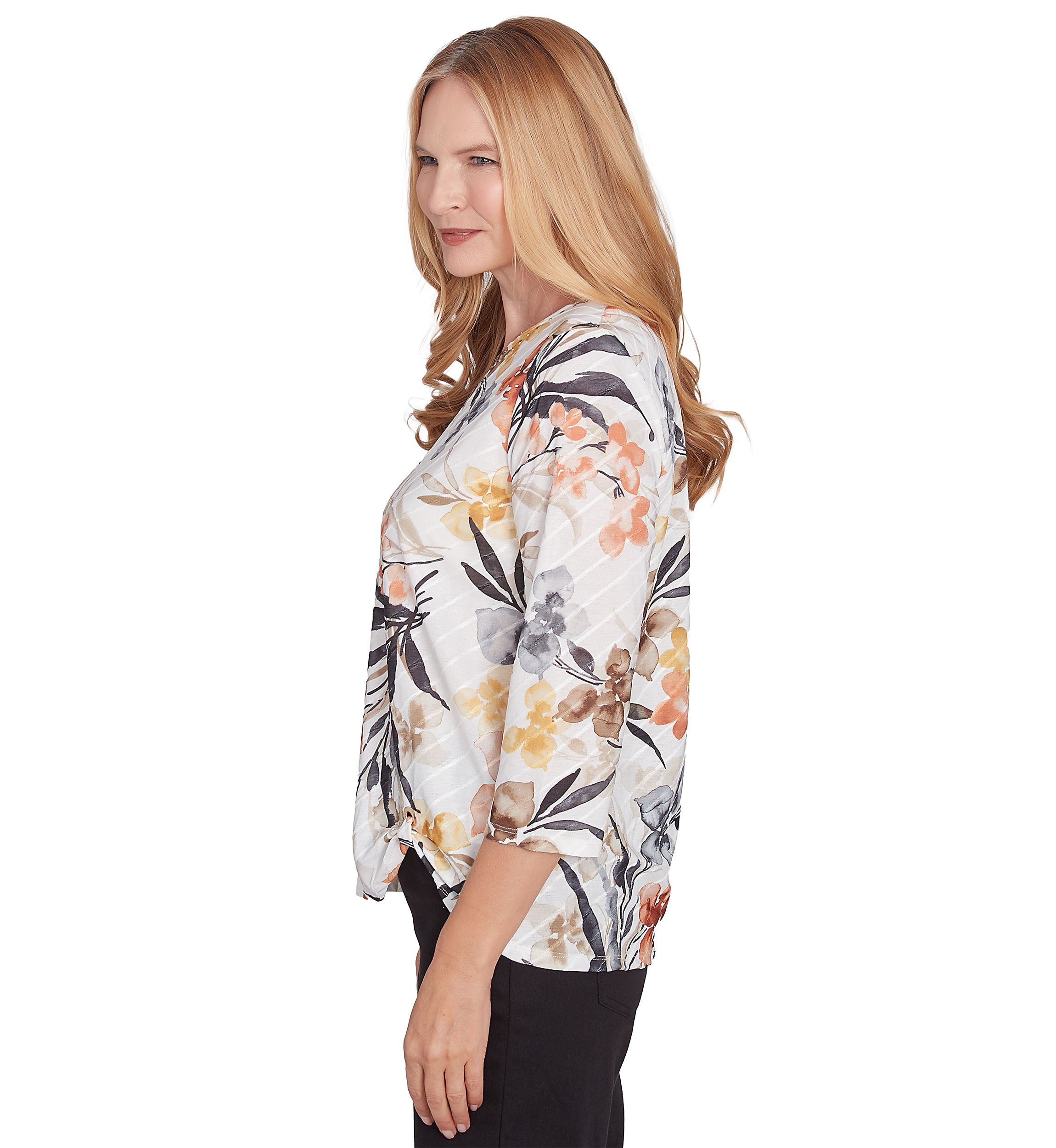 Petite Classics Watercolor Floral Printed Top