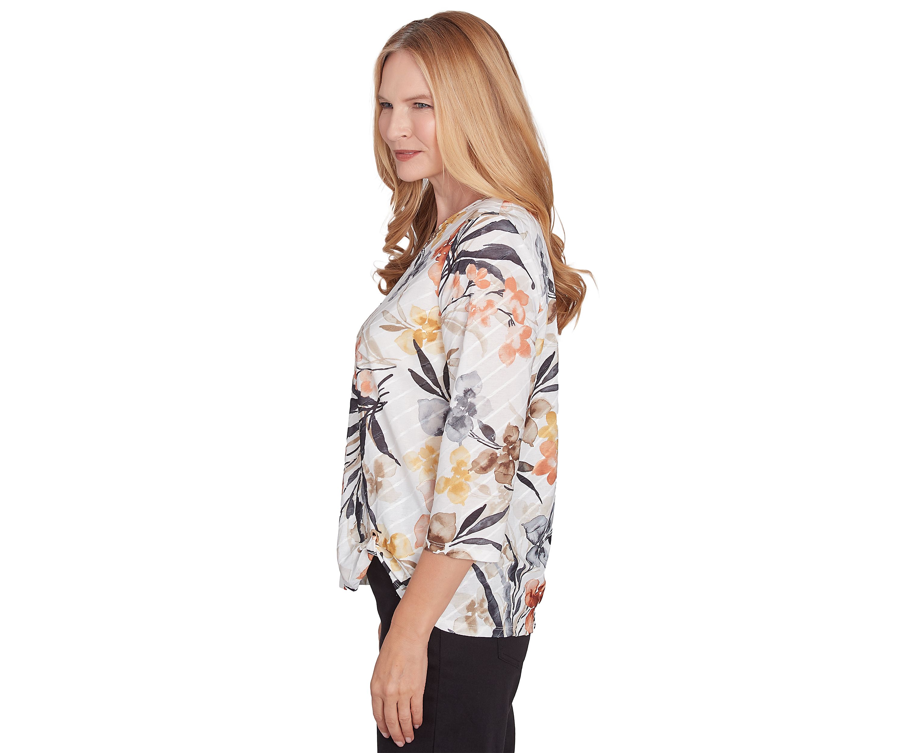 Petite Classics Watercolor Floral Printed Top