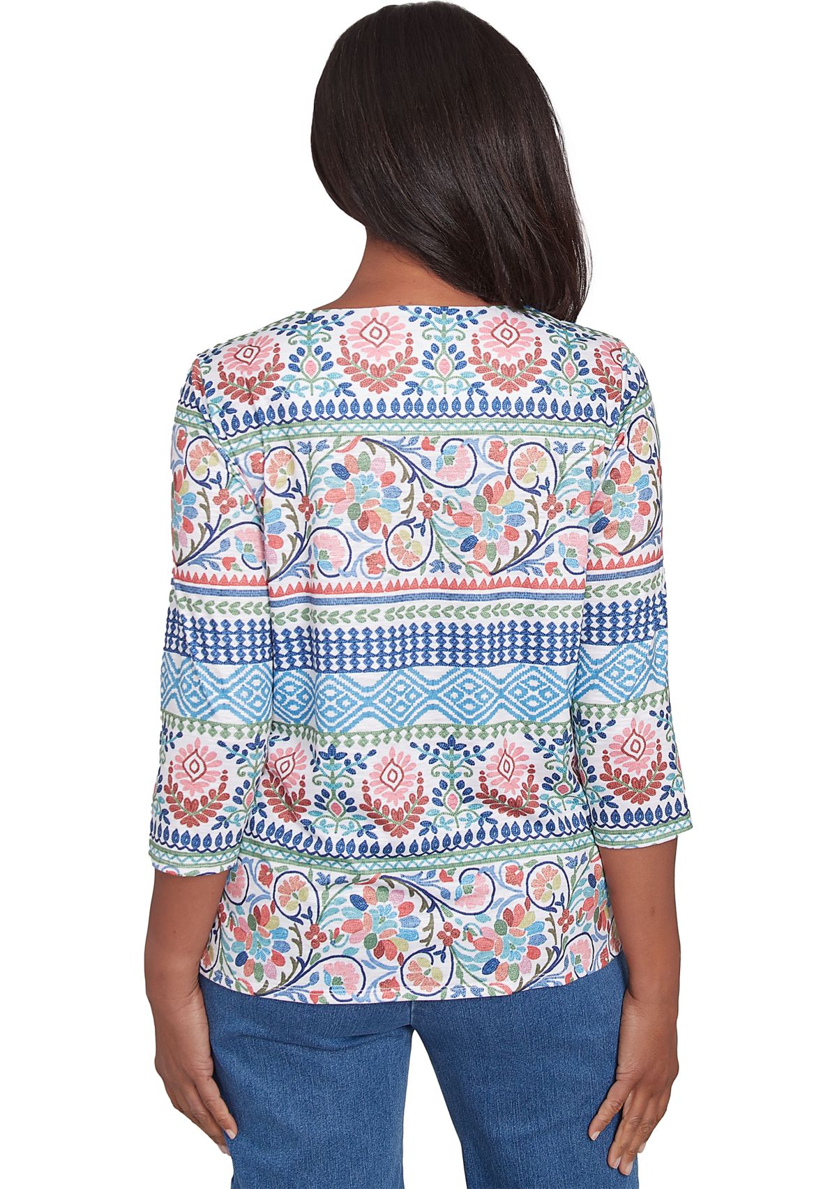 Petite Classics Scroll Geometric Biadere Top