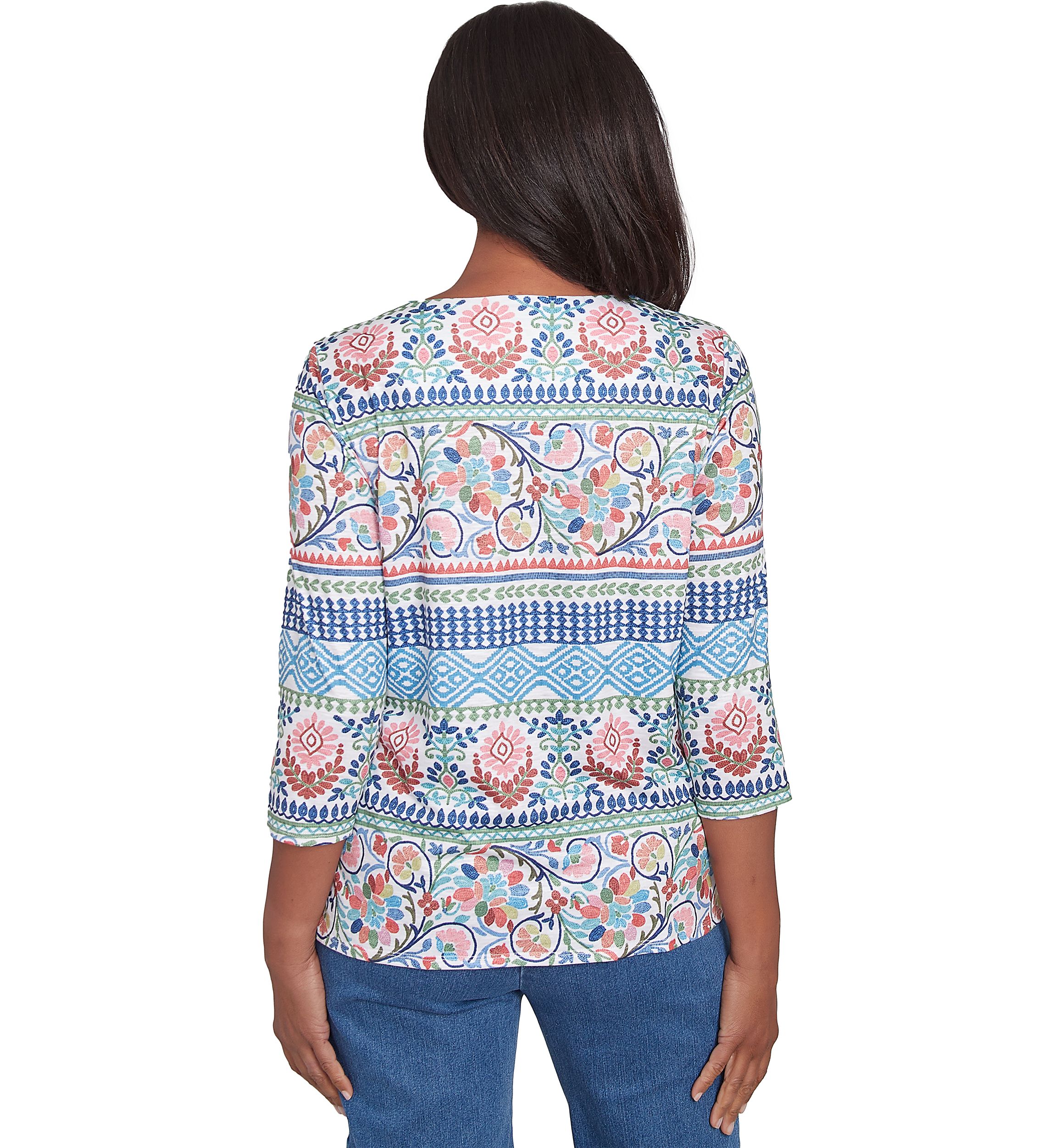 Petite Classics Scroll Geometric Biadere Top