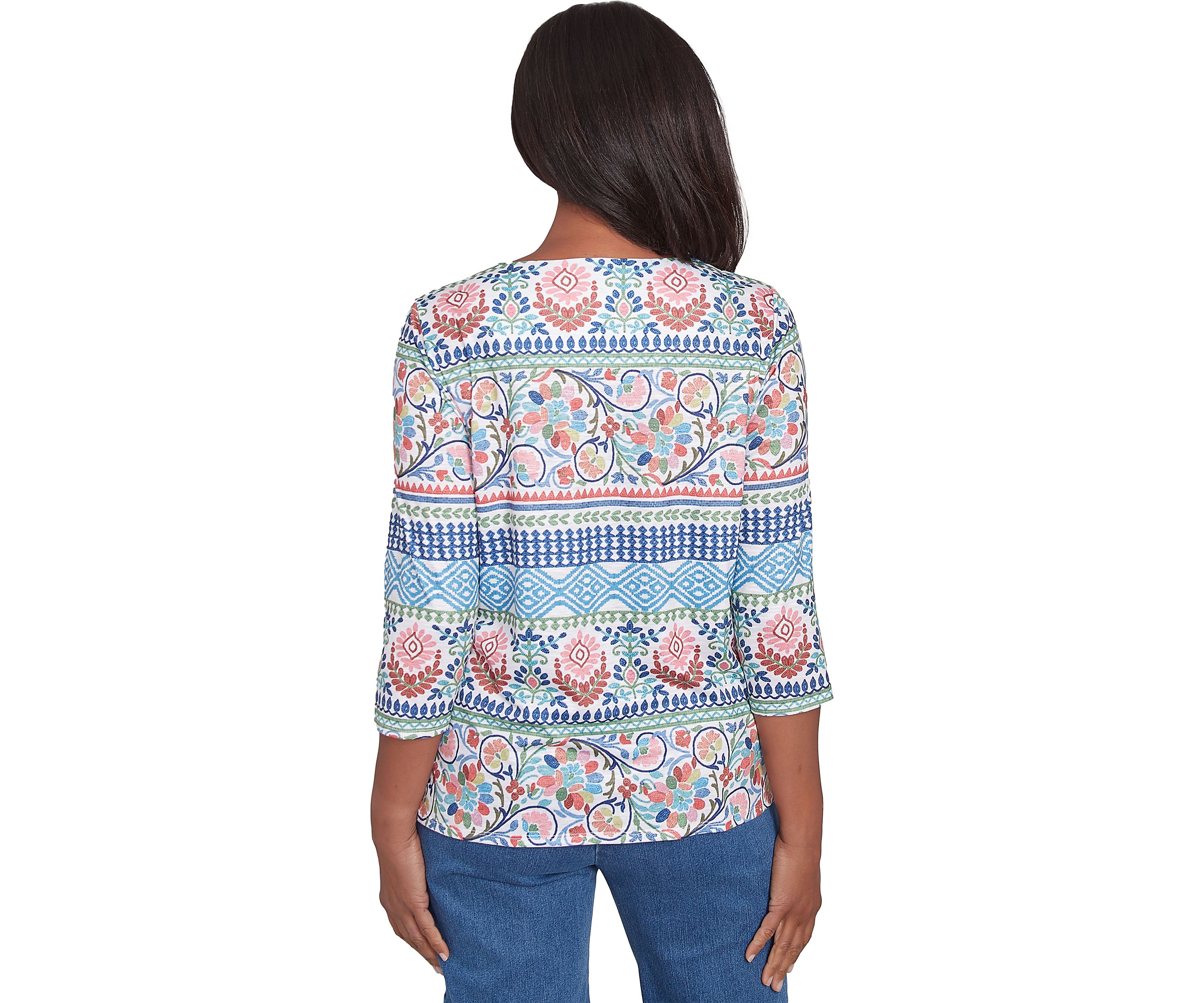Petite Classics Scroll Geometric Biadere Top