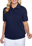 Womens Classics Solid Jacquard Knit Short Sleeve T-Shirt