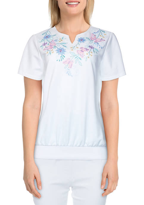 Petite Classics French Terry Butterfly Knit Top
