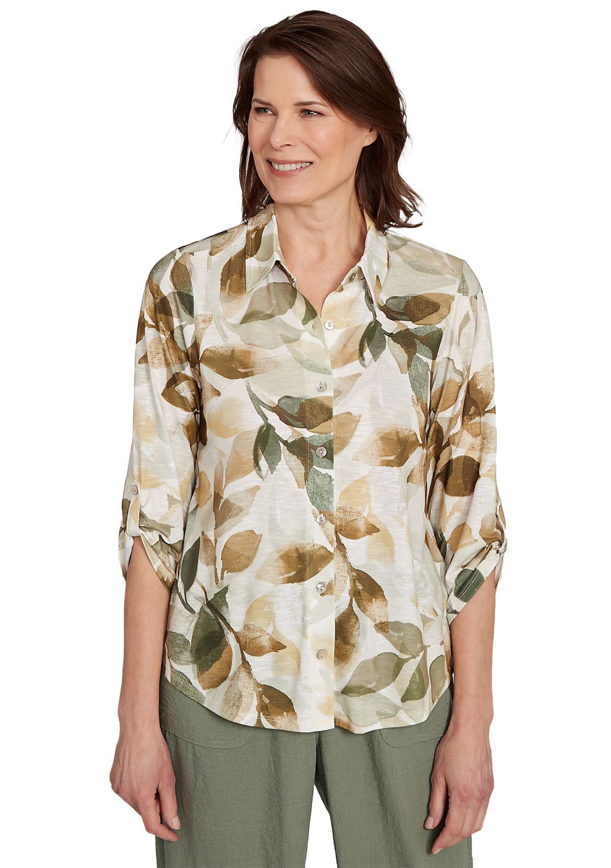 Womens Copper Canyon Leaf Print Knit Shirt