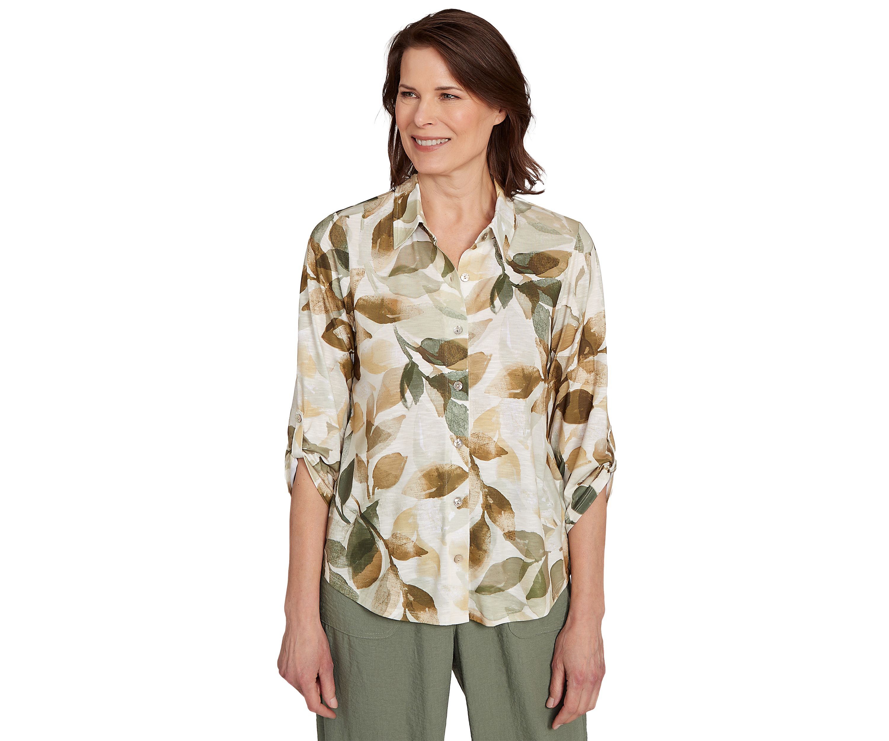 Womens Copper Canyon Leaf Print Knit Shirt