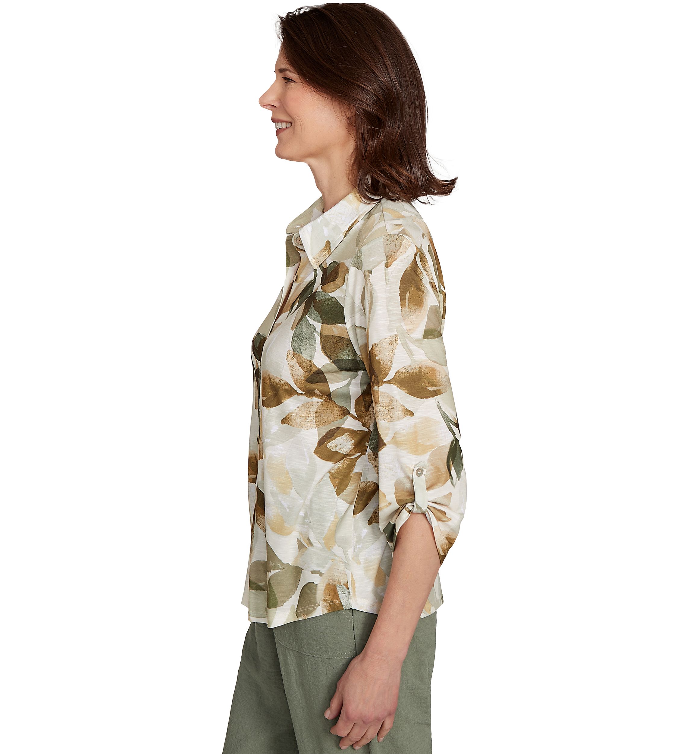 Womens Copper Canyon Leaf Print Knit Shirt