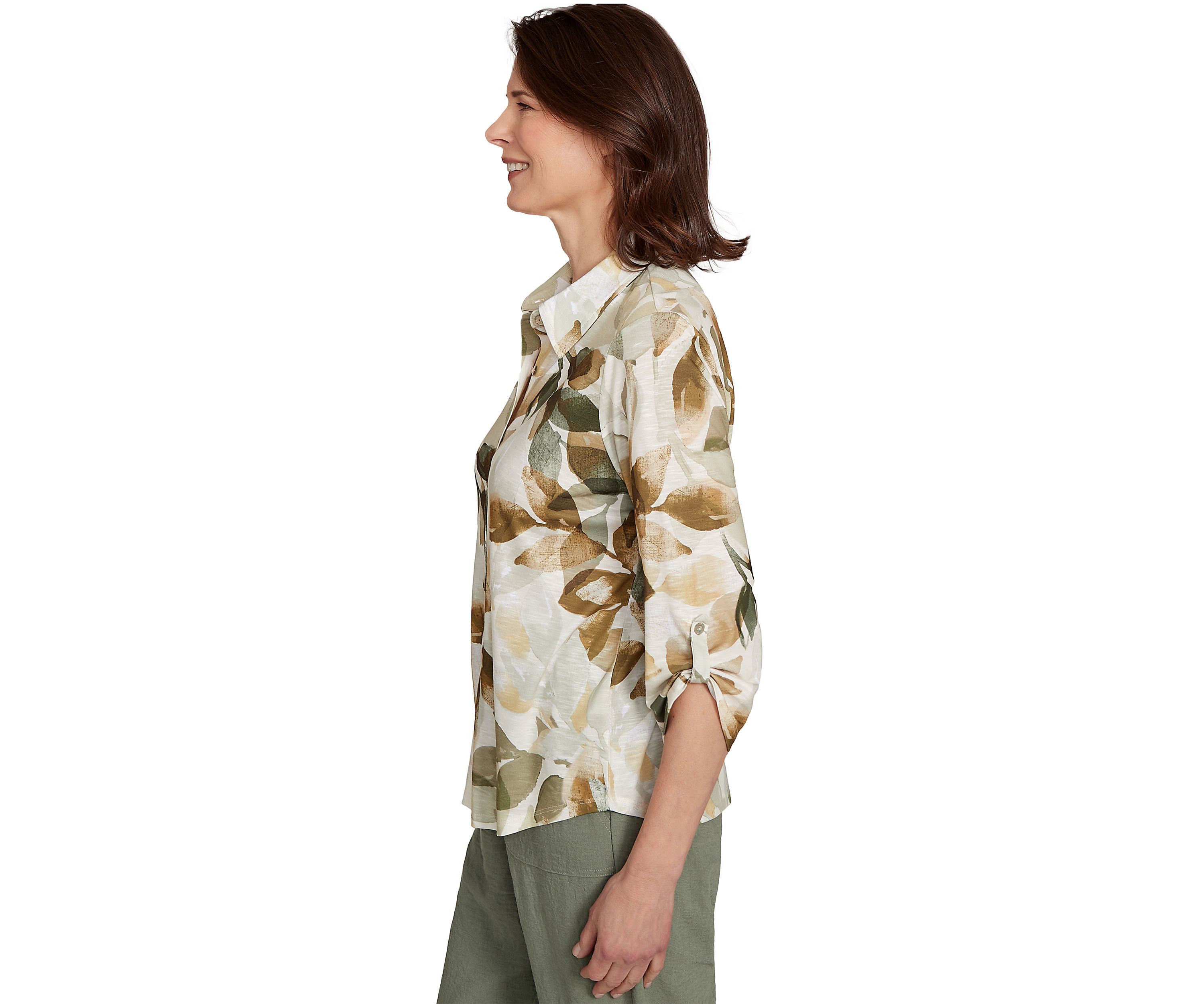 Womens Copper Canyon Leaf Print Knit Shirt