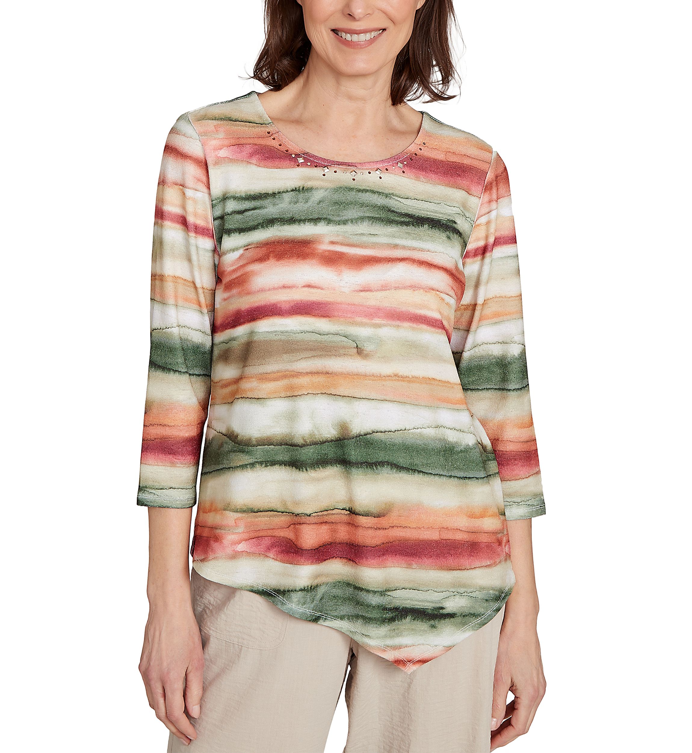 Womens Copper Canyon Watercolor Biadere Top