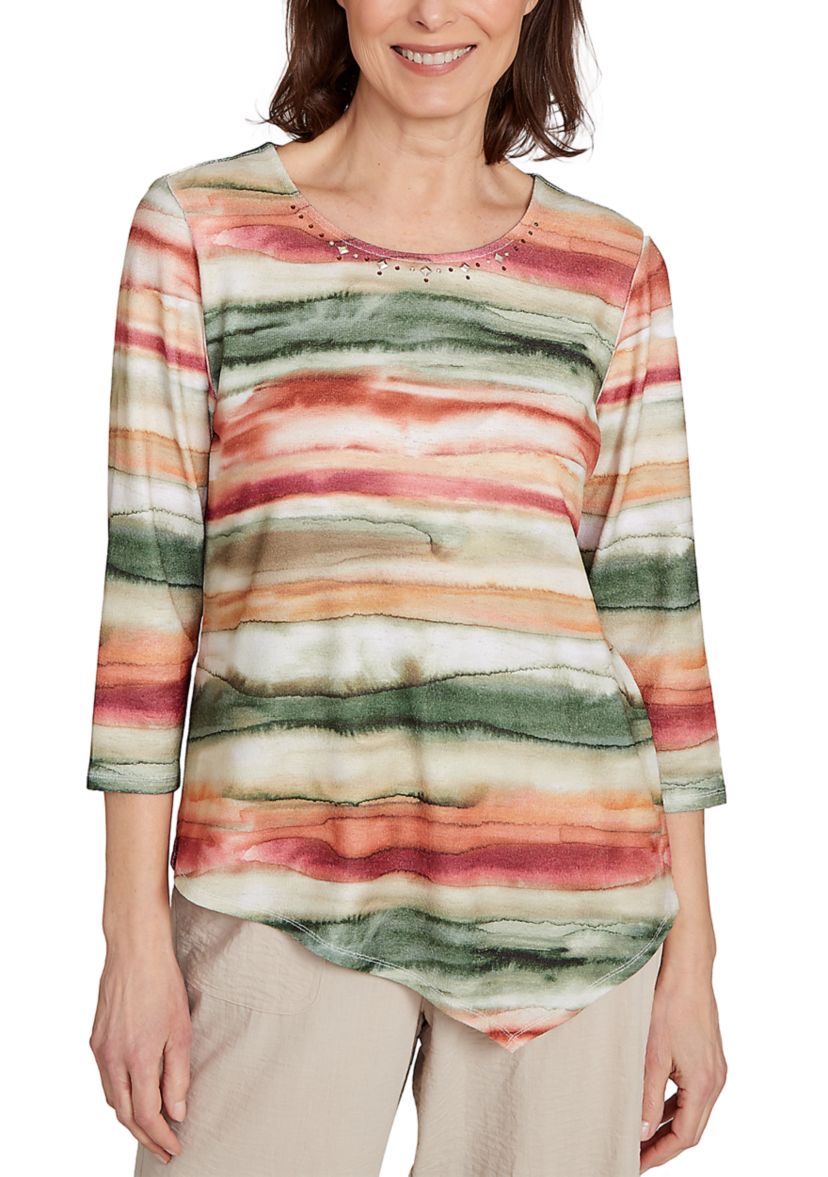 Womens Copper Canyon Watercolor Biadere Top