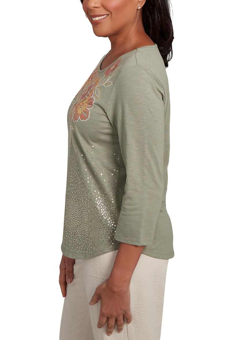 Womens Copper Canyon Floral Yoke with Scattered Sequins