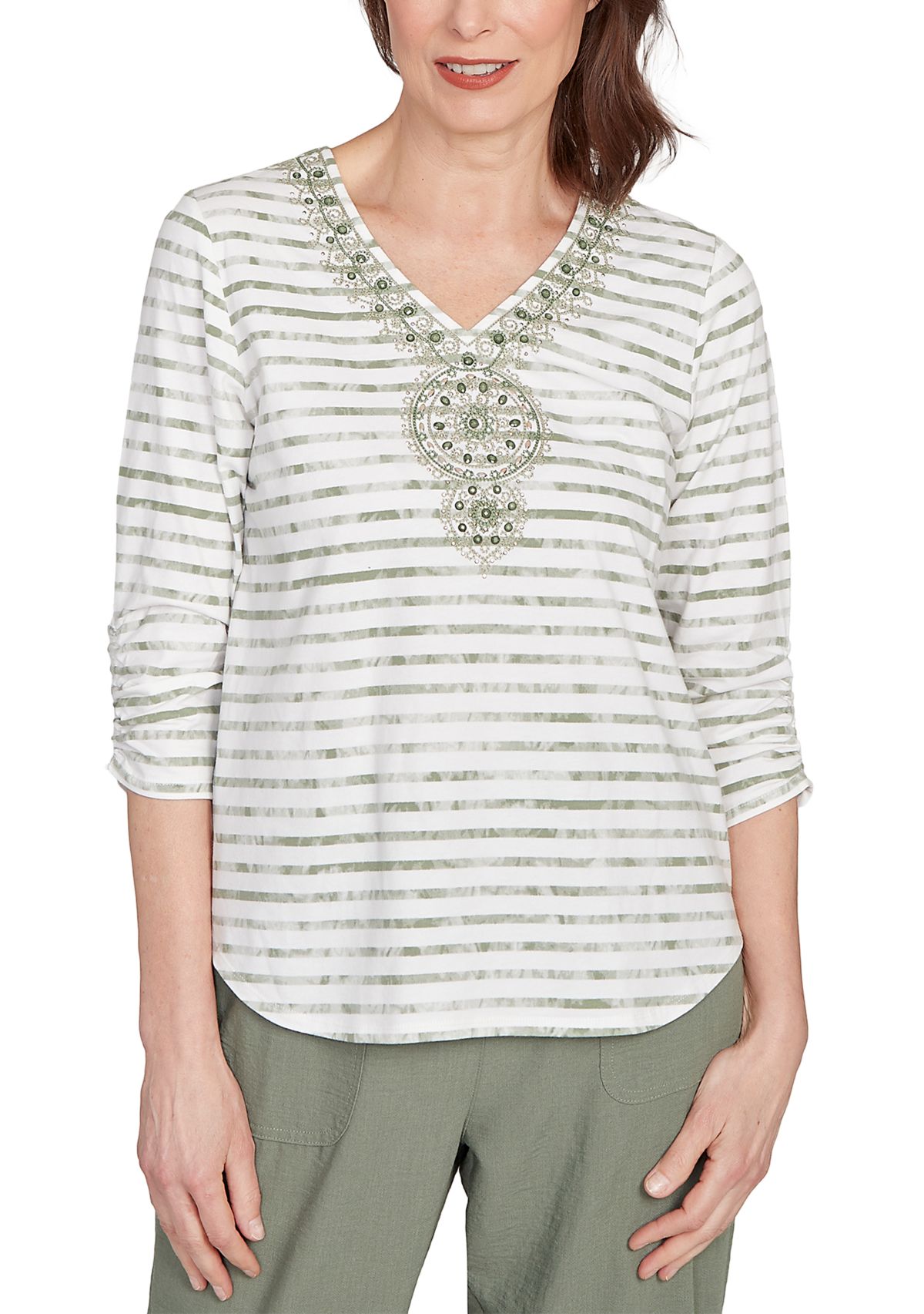 Womens Copper Canyon Stripe with Medallion Yoke Top