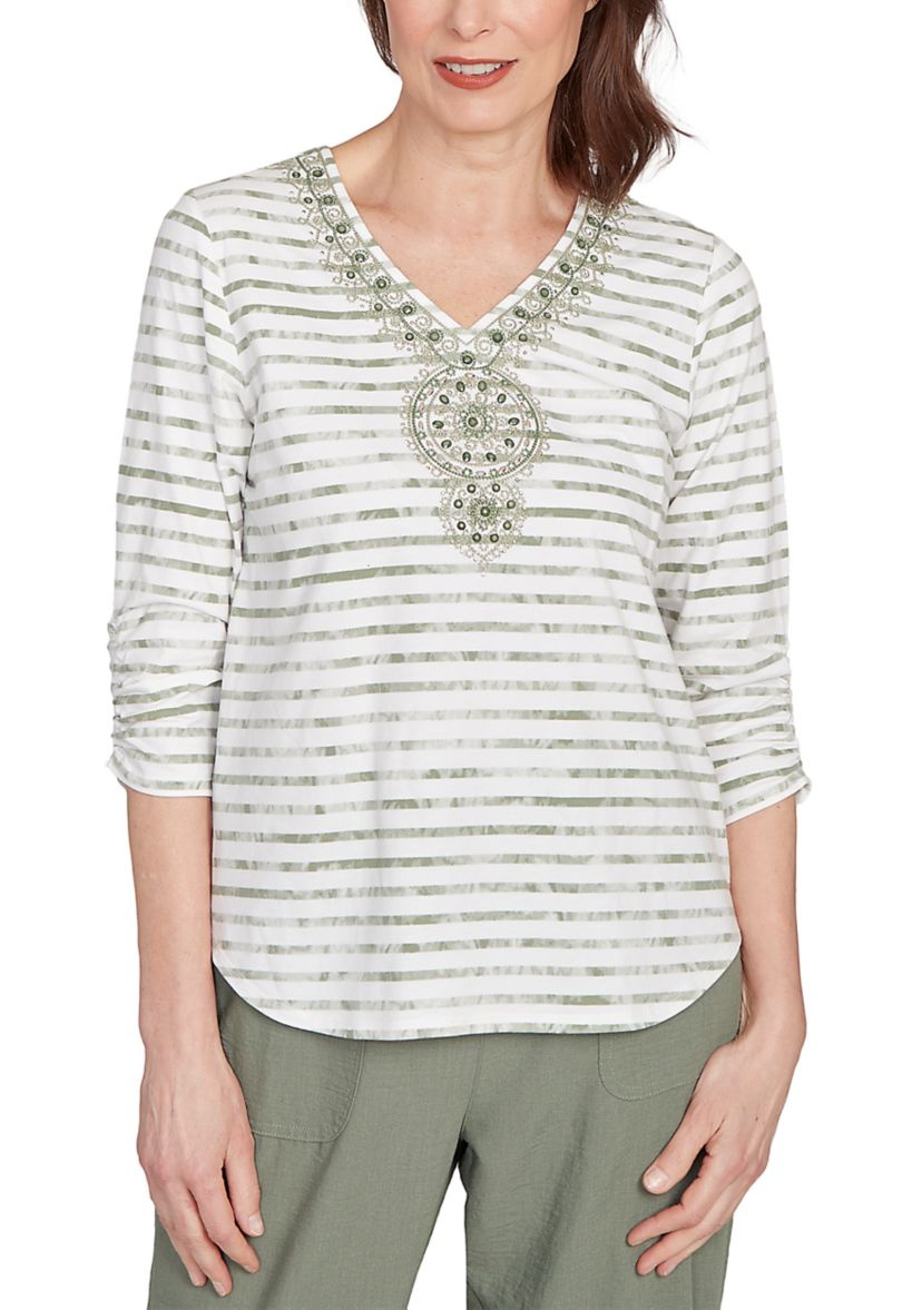 Womens Copper Canyon Stripe with Medallion Yoke Top