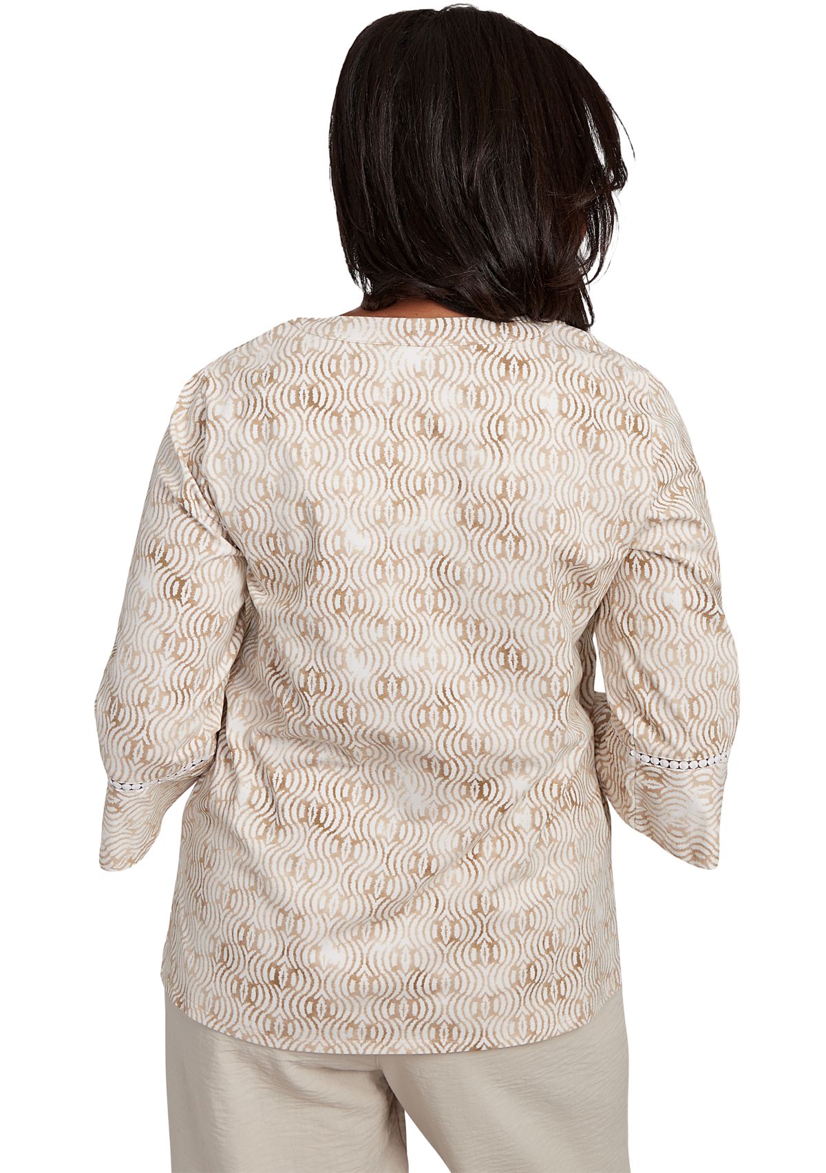 Womens Copper Canyon Print with Flower Embroidery Top